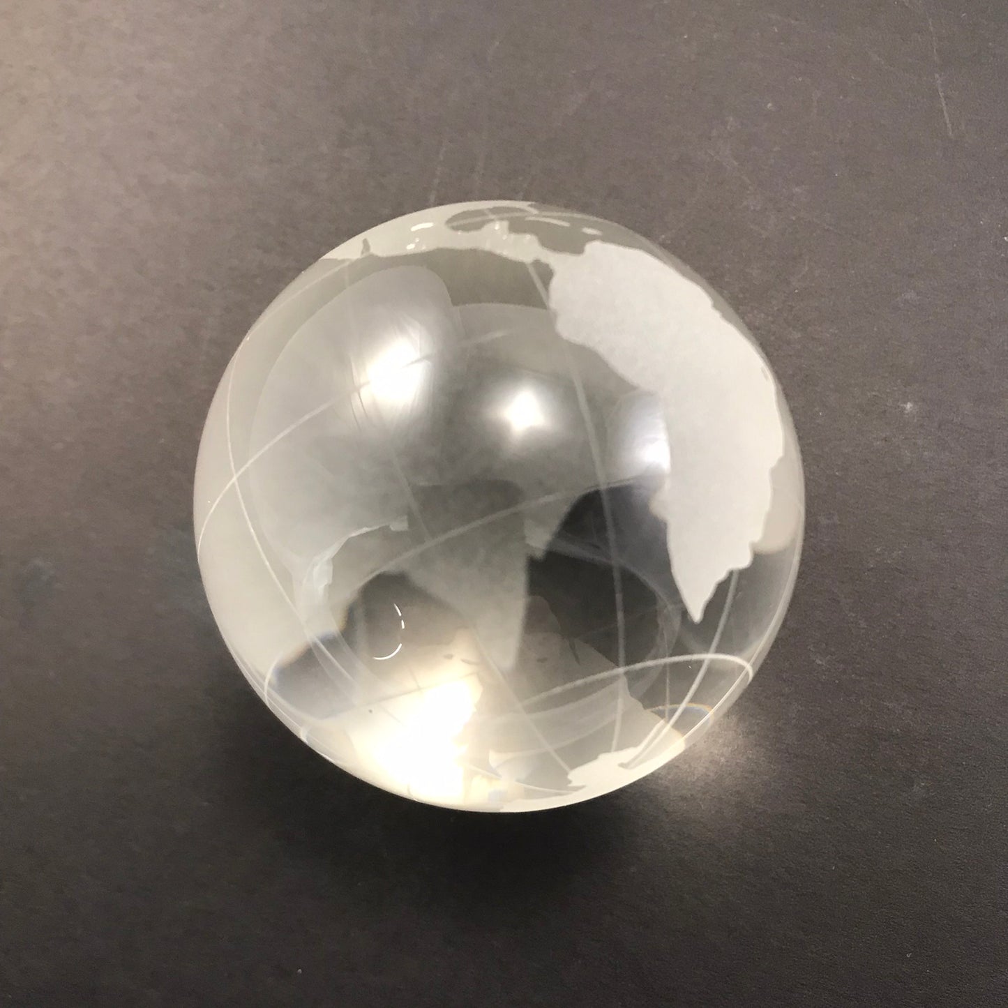 Glass World Globe Clear with Etching Paper Weight - Mini