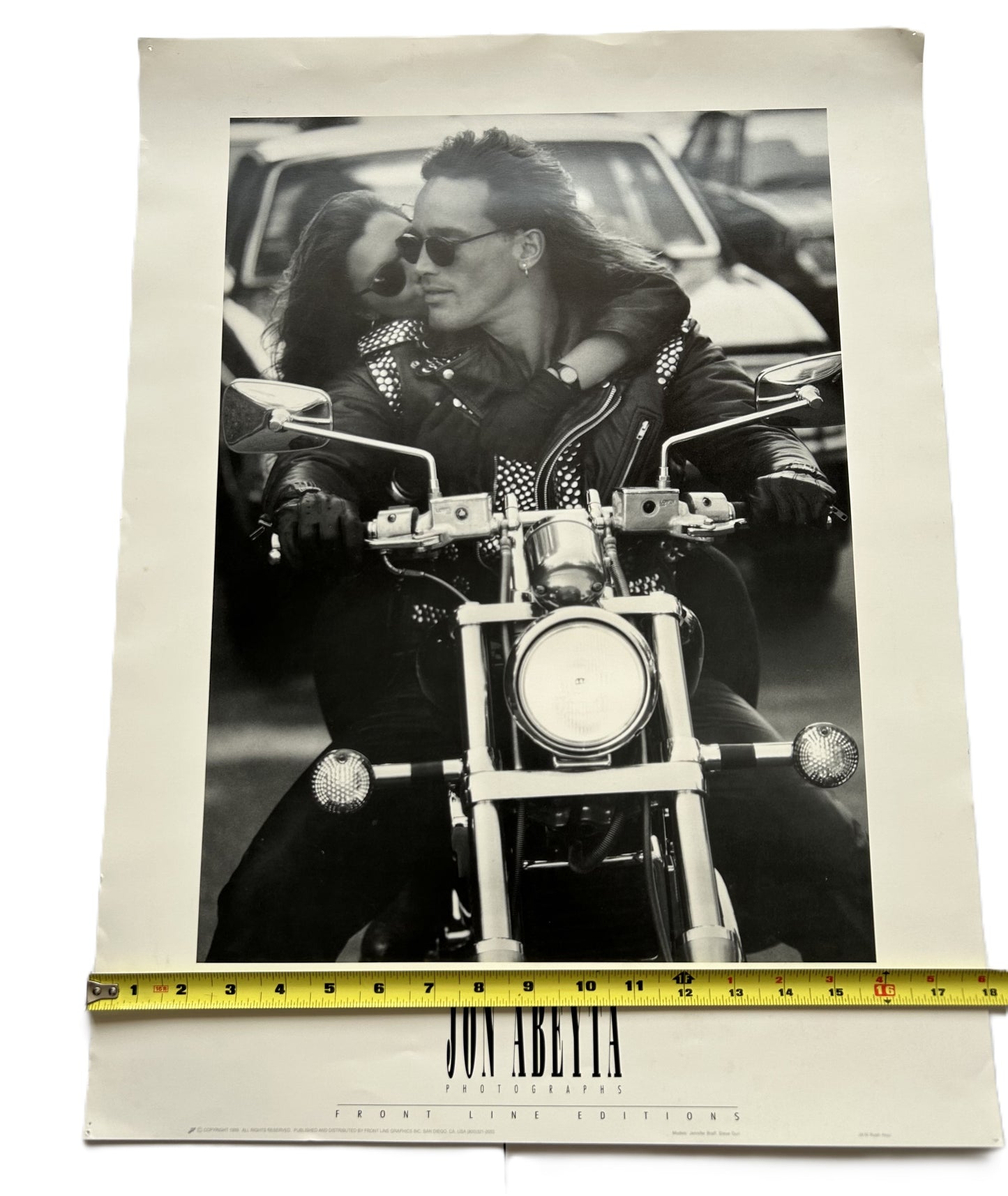 Jon Abeyta 1989 Front Line Editions Photography Poster - Motorcycle Couple