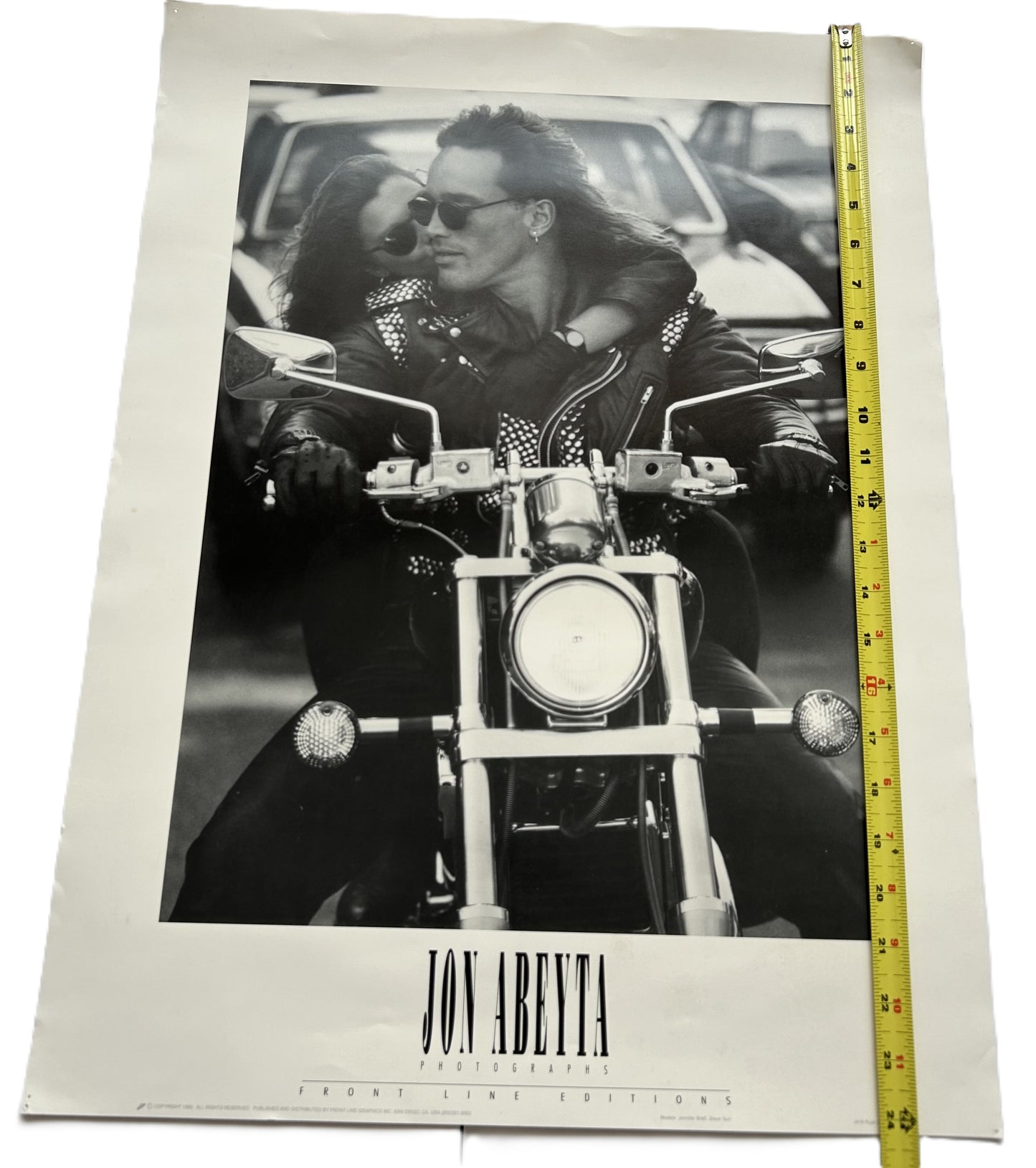 Jon Abeyta 1989 Front Line Editions Photography Poster - Motorcycle Couple