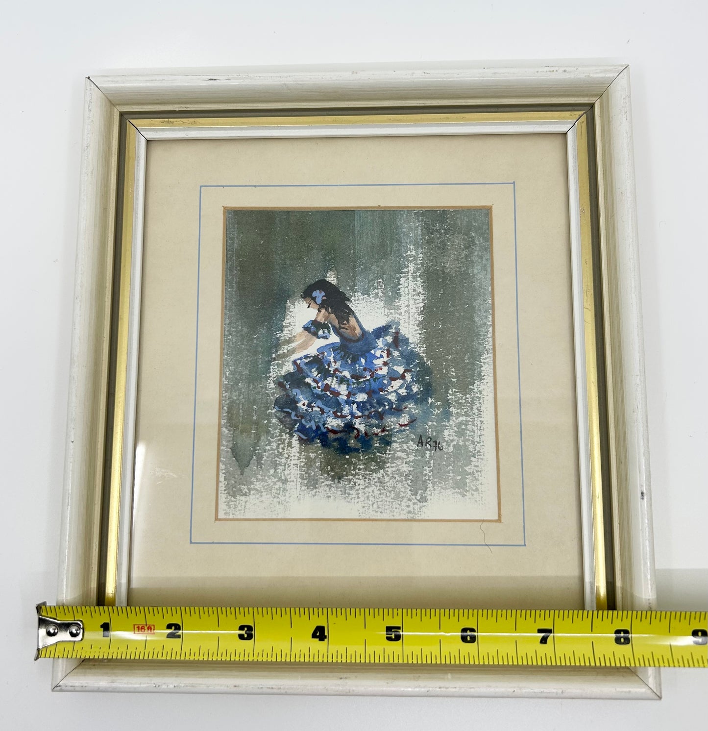 Spanish Flamenco Dancer - Vintage 1976 Hand Painted Framed Artwork - Signed by Artist