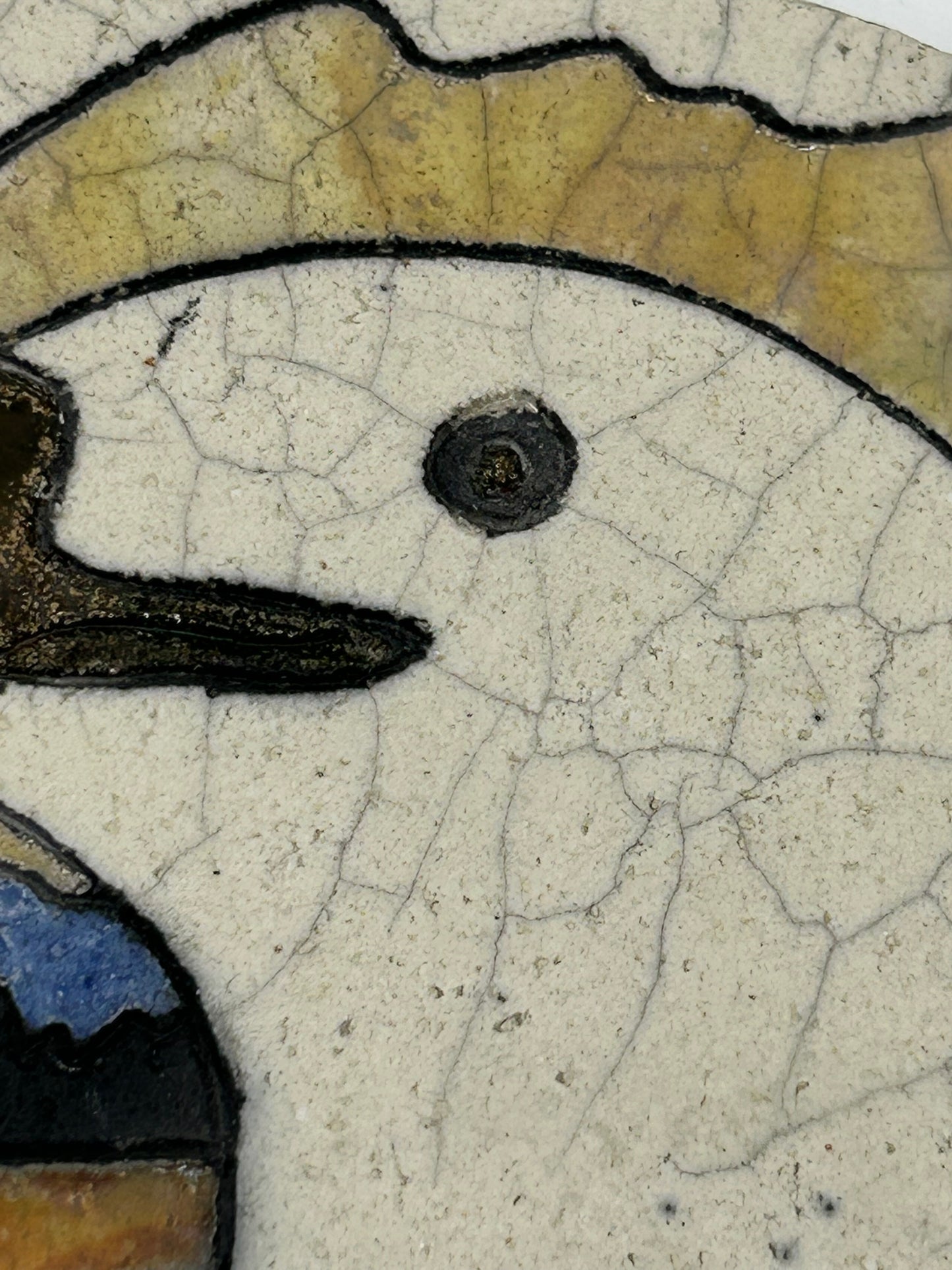 Raku Eagle Face Oval Artisan Wall Hanging - Artist Stamped