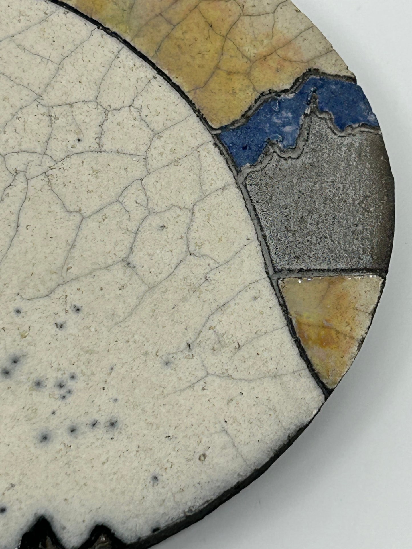Raku Eagle Face Oval Artisan Wall Hanging - Artist Stamped