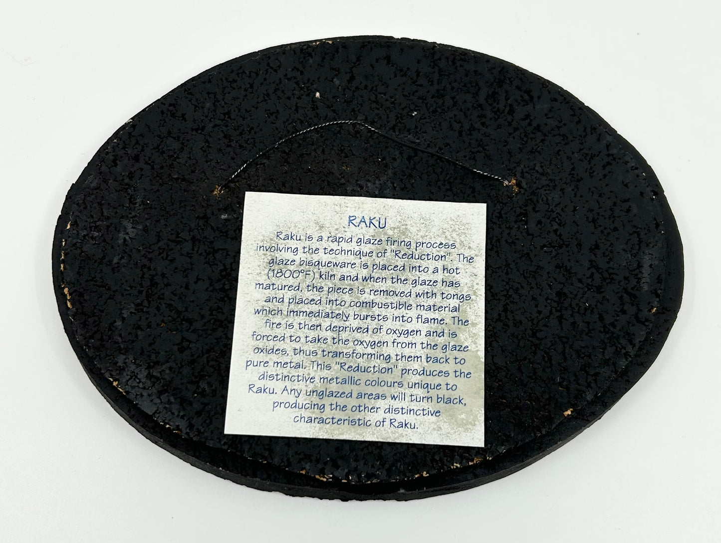 Raku Eagle Face Oval Artisan Wall Hanging - Artist Stamped