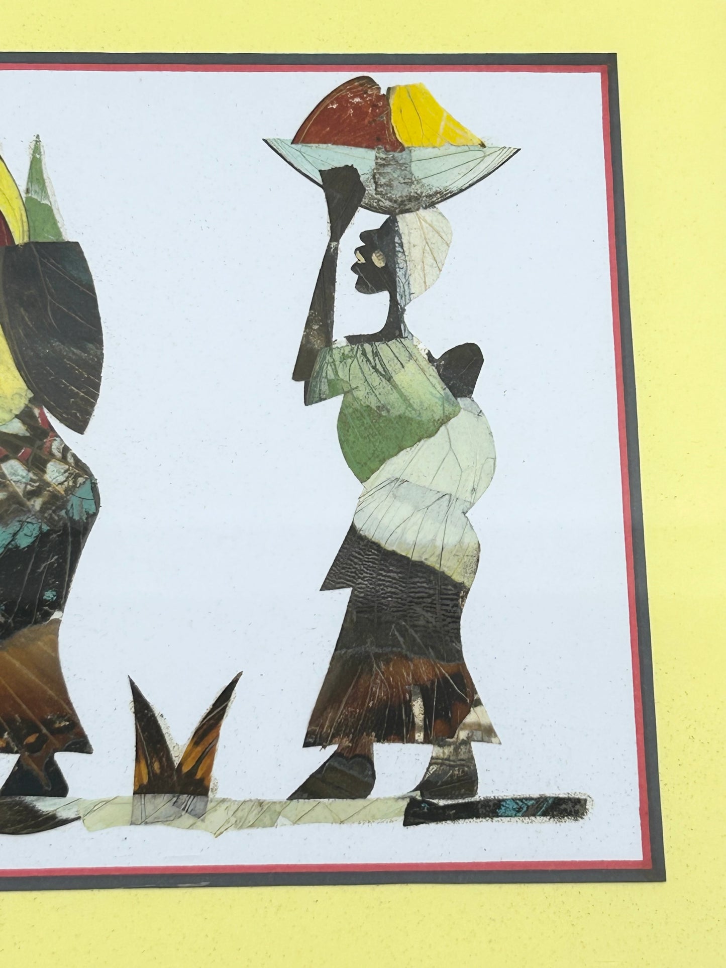 Pressed Insect Wing Art - African Women Daily Life Set of 2 Rare and One-of-a-kind