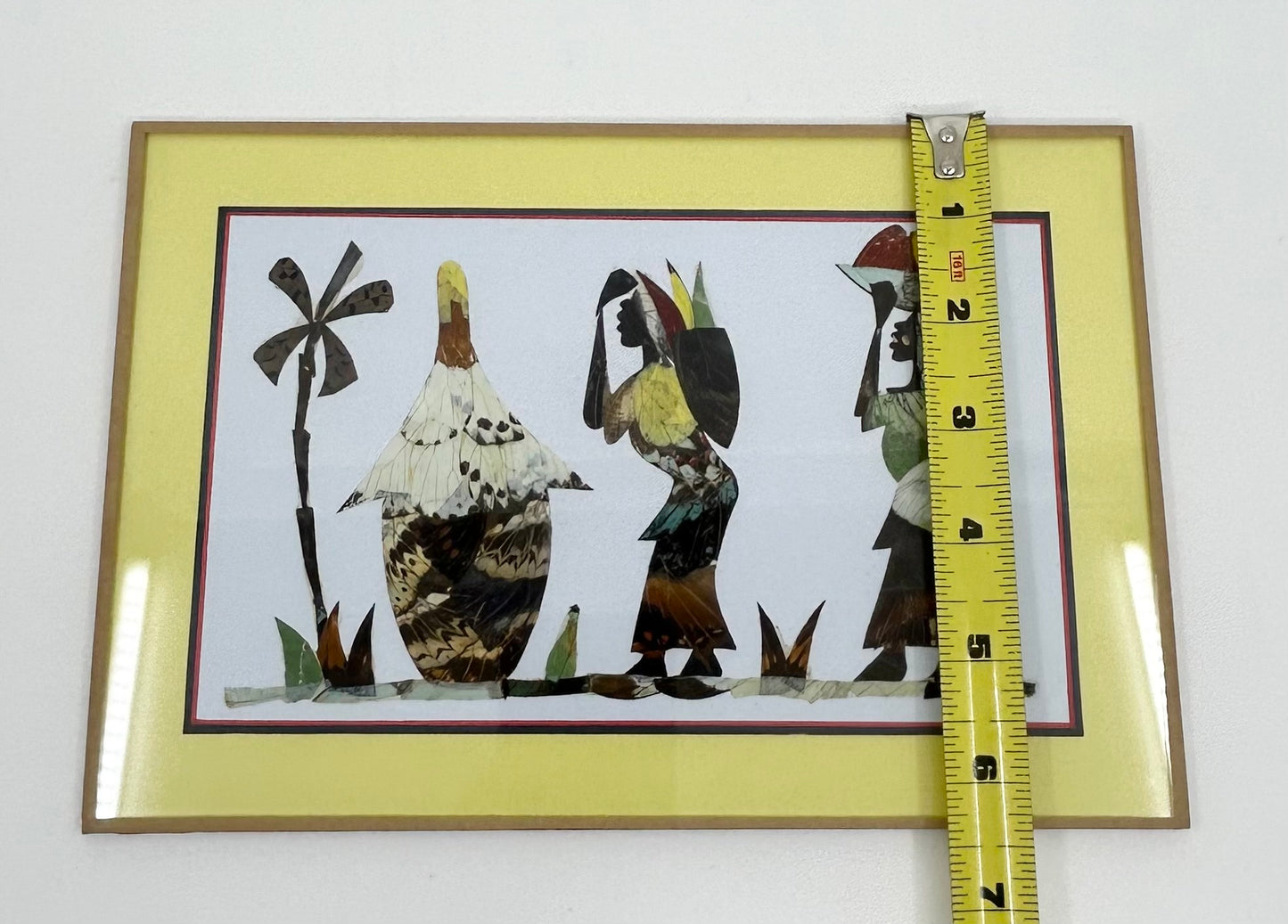 Pressed Insect Wing Art - African Women Daily Life Set of 2 Rare and One-of-a-kind