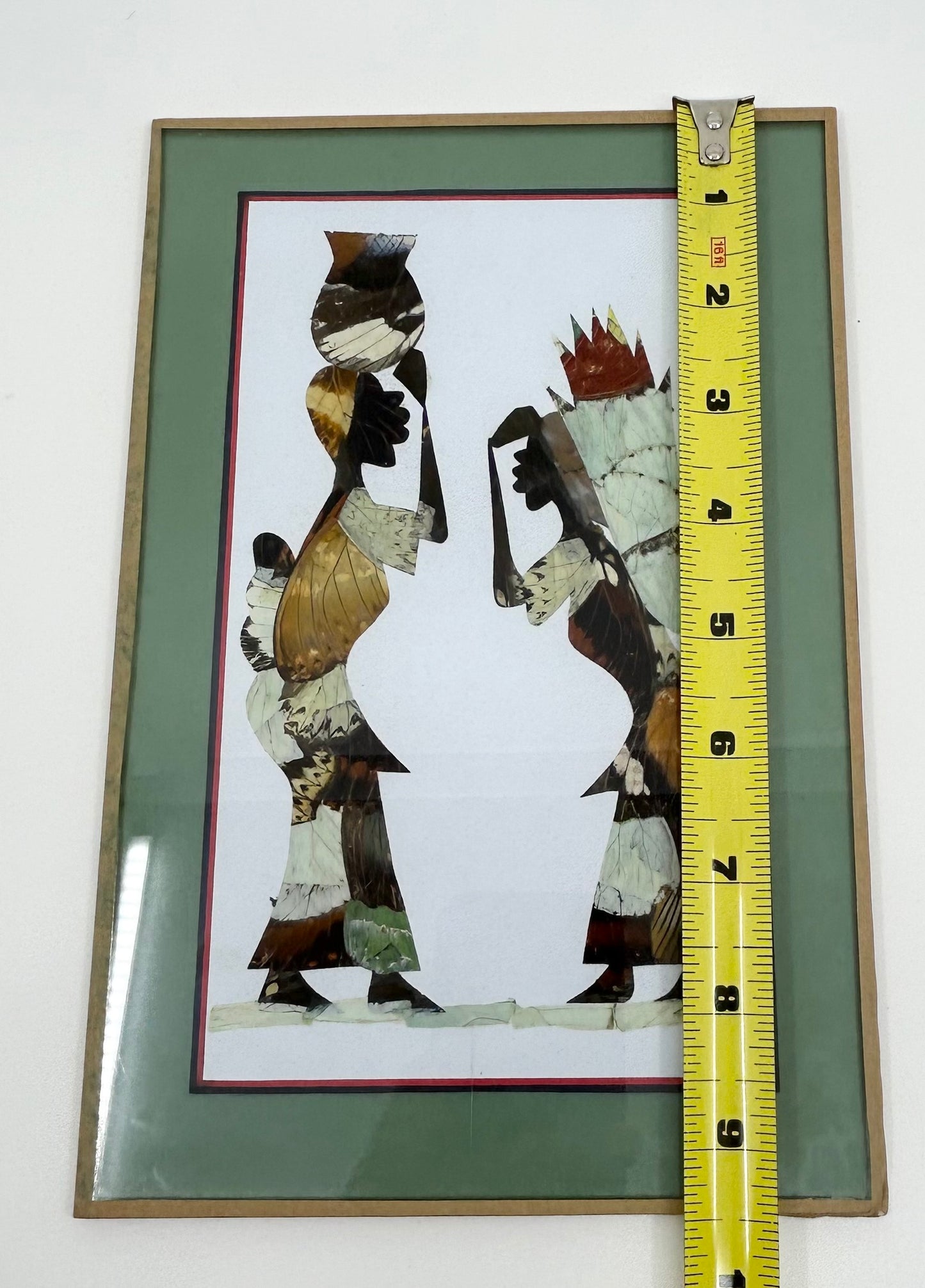 Pressed Insect Wing Art - African Women Daily Life Set of 2 Rare and One-of-a-kind