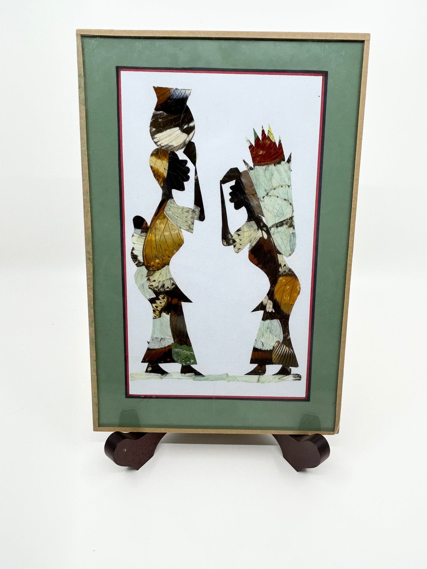 Pressed Insect Wing Art - African Women Daily Life Set of 2 Rare and One-of-a-kind