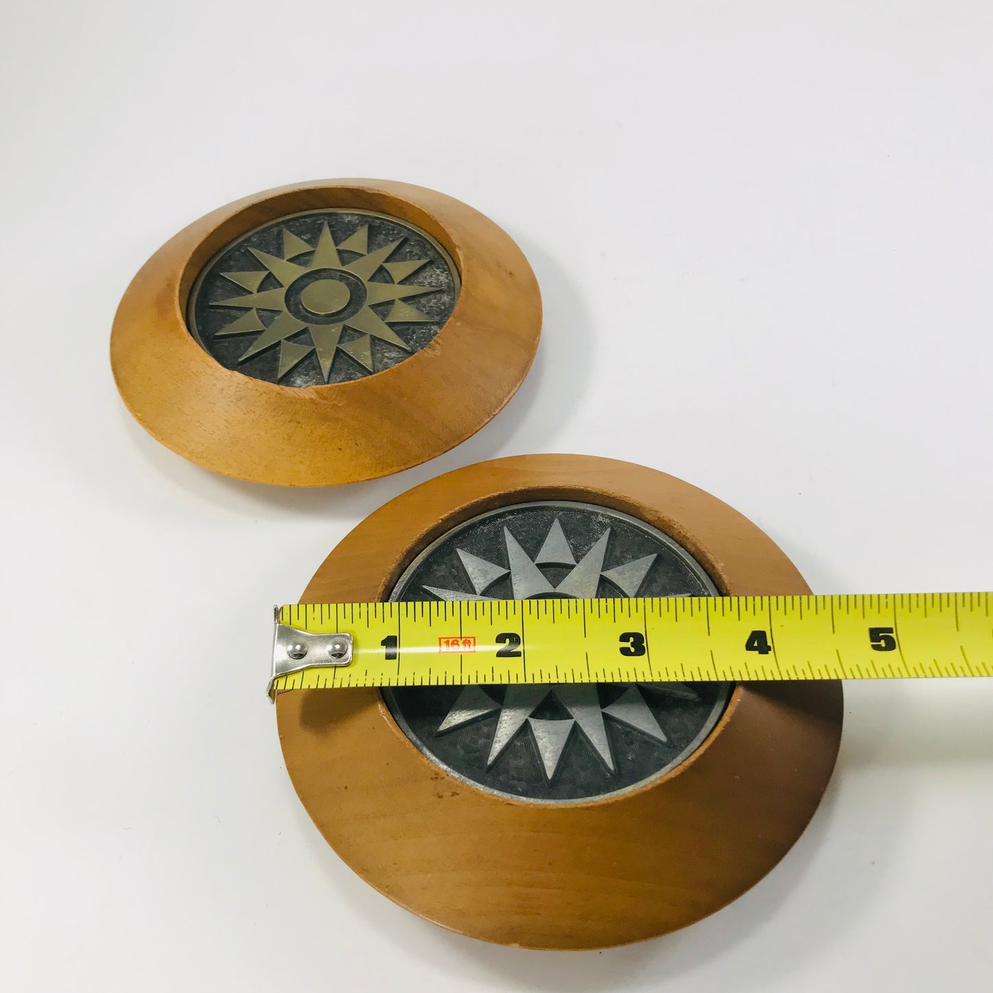 Starburst Metal & Wooden Cork Coasters Sets - Set of 2