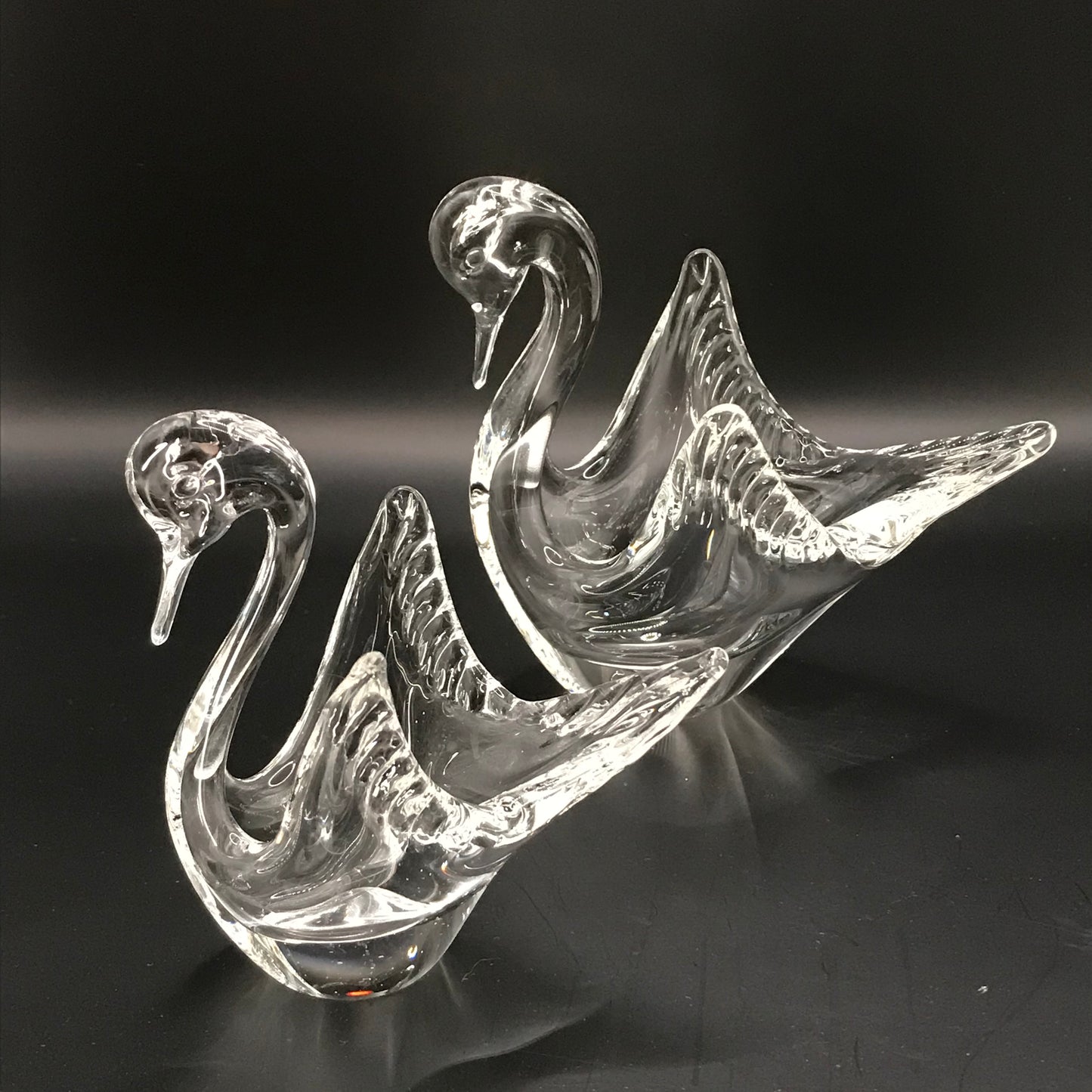 Vintage Clear Glass Nesting Swans Set of 2 Mini Candy/Trinket Dish