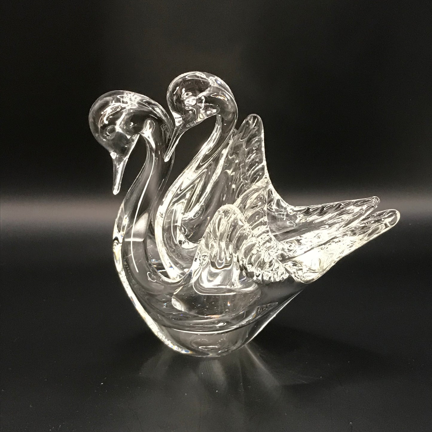 Vintage Clear Glass Nesting Swans Set of 2 Mini Candy/Trinket Dish