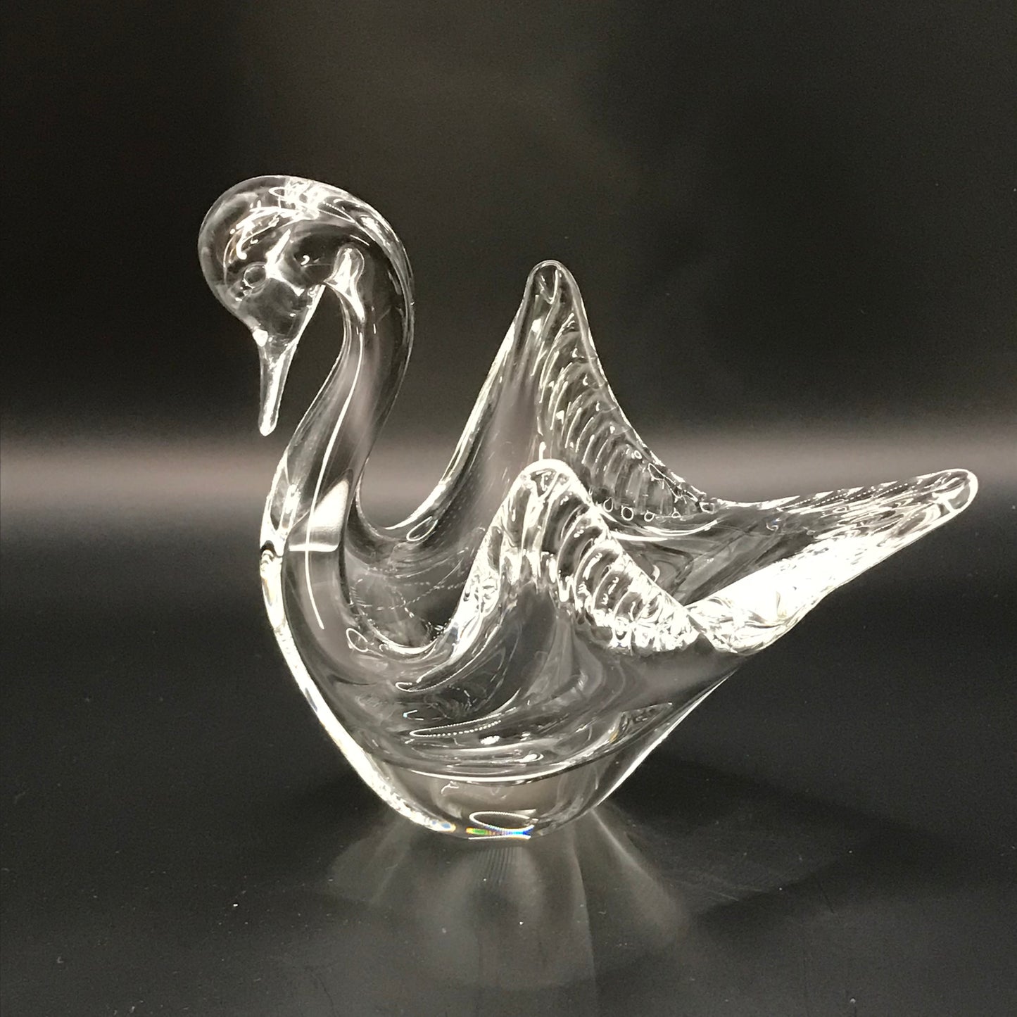 Vintage Clear Glass Nesting Swans Set of 2 Mini Candy/Trinket Dish