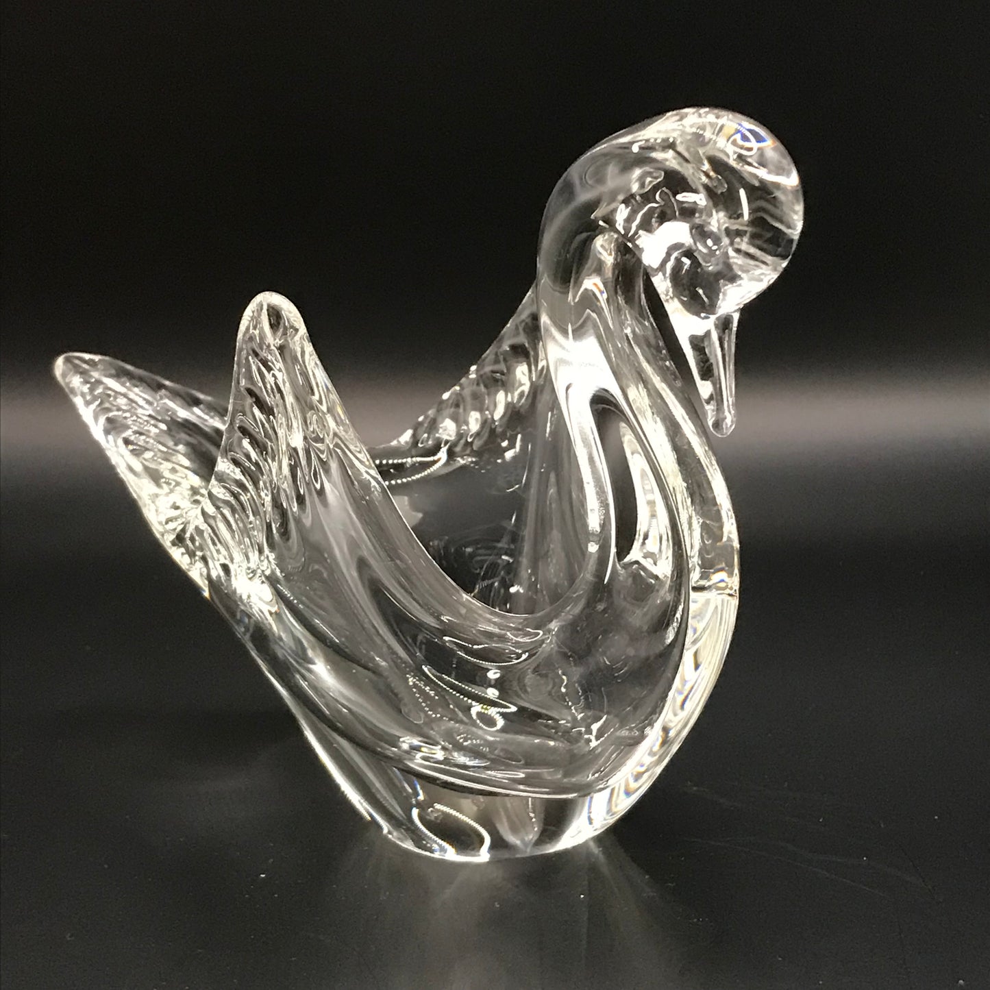 Vintage Clear Glass Nesting Swans Set of 2 Mini Candy/Trinket Dish