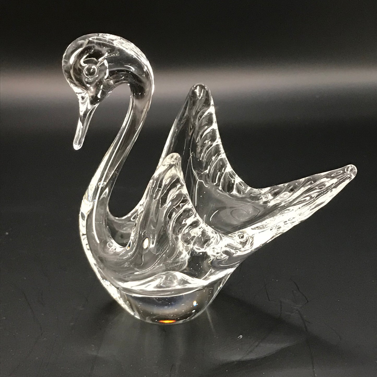 Vintage Clear Glass Nesting Swans Set of 2 Mini Candy/Trinket Dish