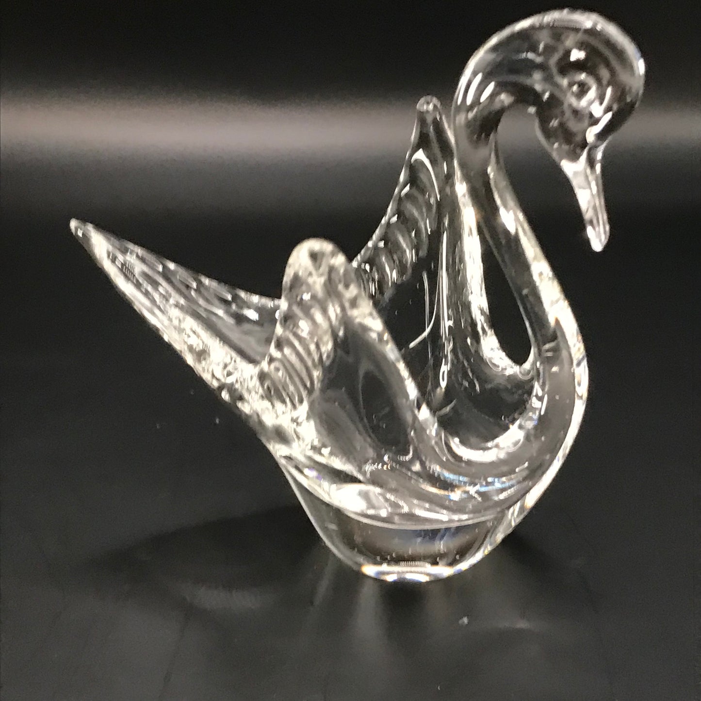 Vintage Clear Glass Nesting Swans Set of 2 Mini Candy/Trinket Dish