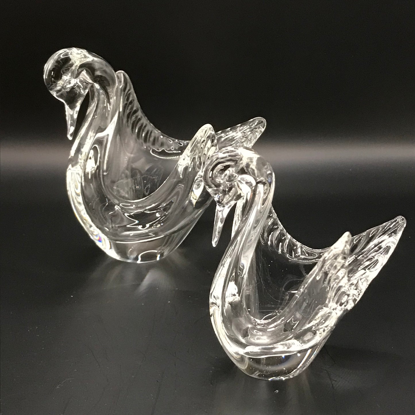 Vintage Clear Glass Nesting Swans Set of 2 Mini Candy/Trinket Dish