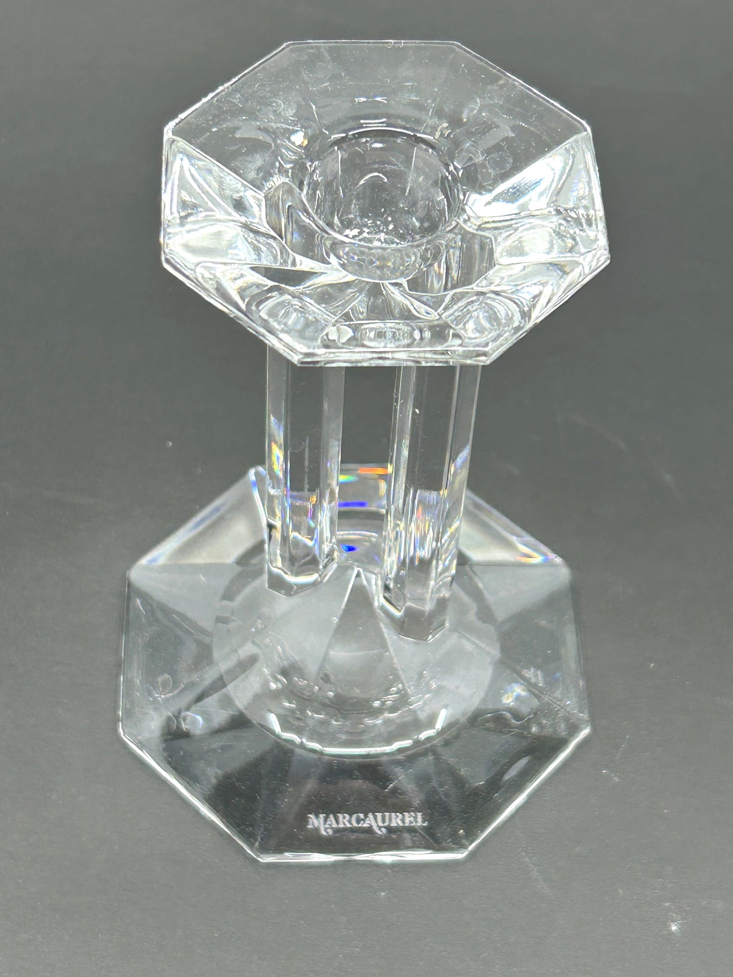 Marc Aurel Lead Crystal Double Pillar Column Candle Holders