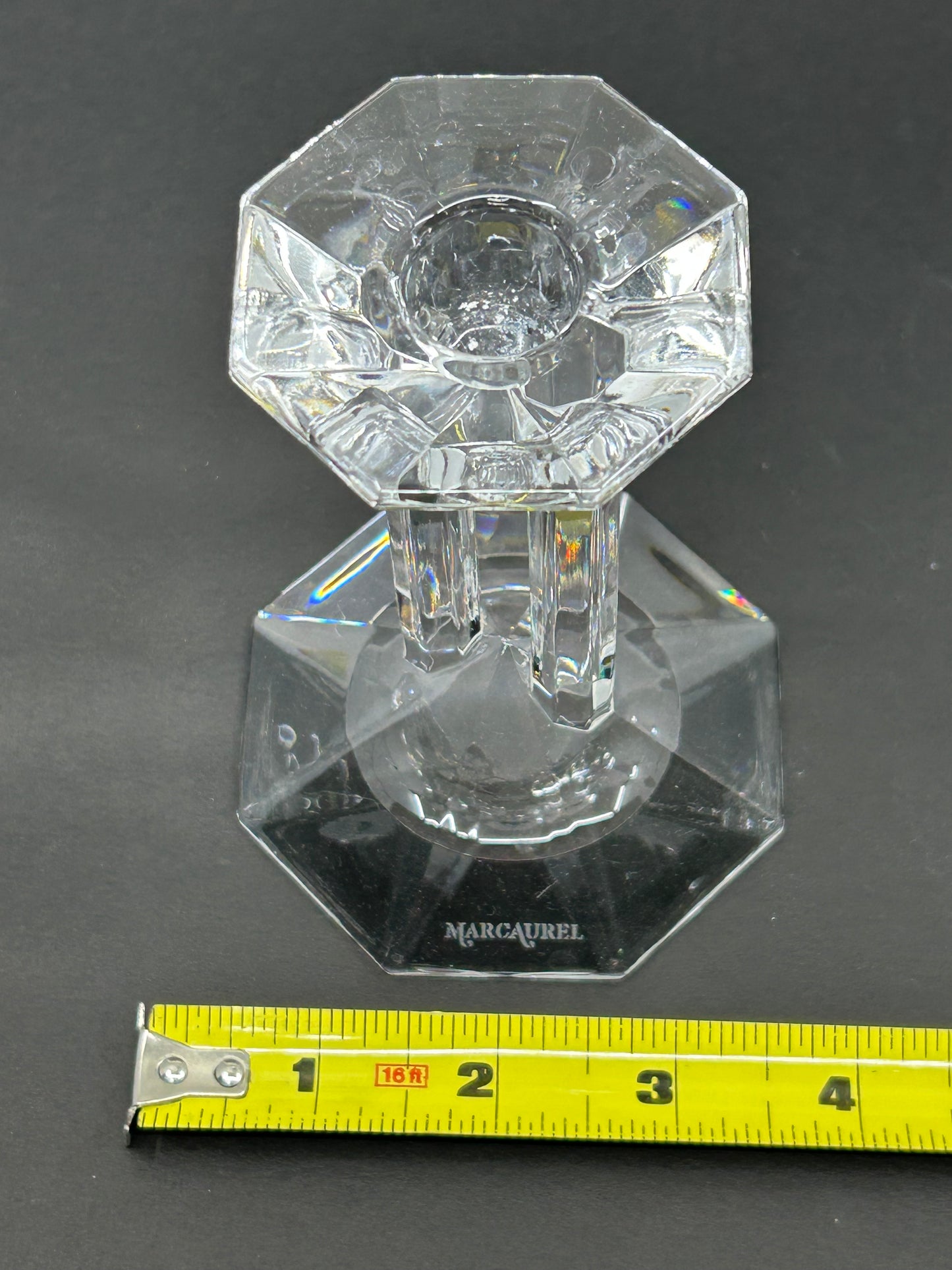 Marc Aurel Lead Crystal Double Pillar Column Candle Holders