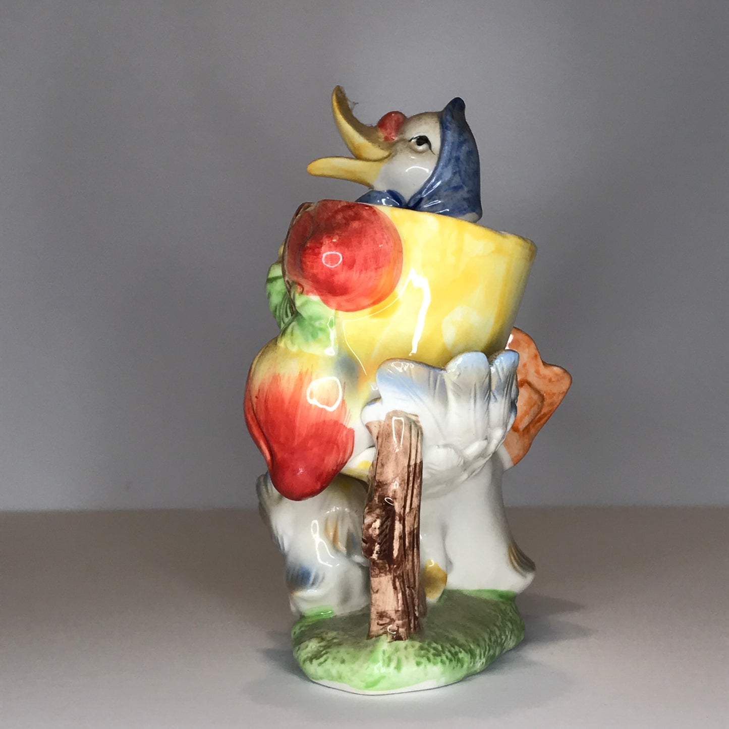 Vintage Ceramic Mother Duck and Baby Duck with Fruit Themed Vase / Jelly Server