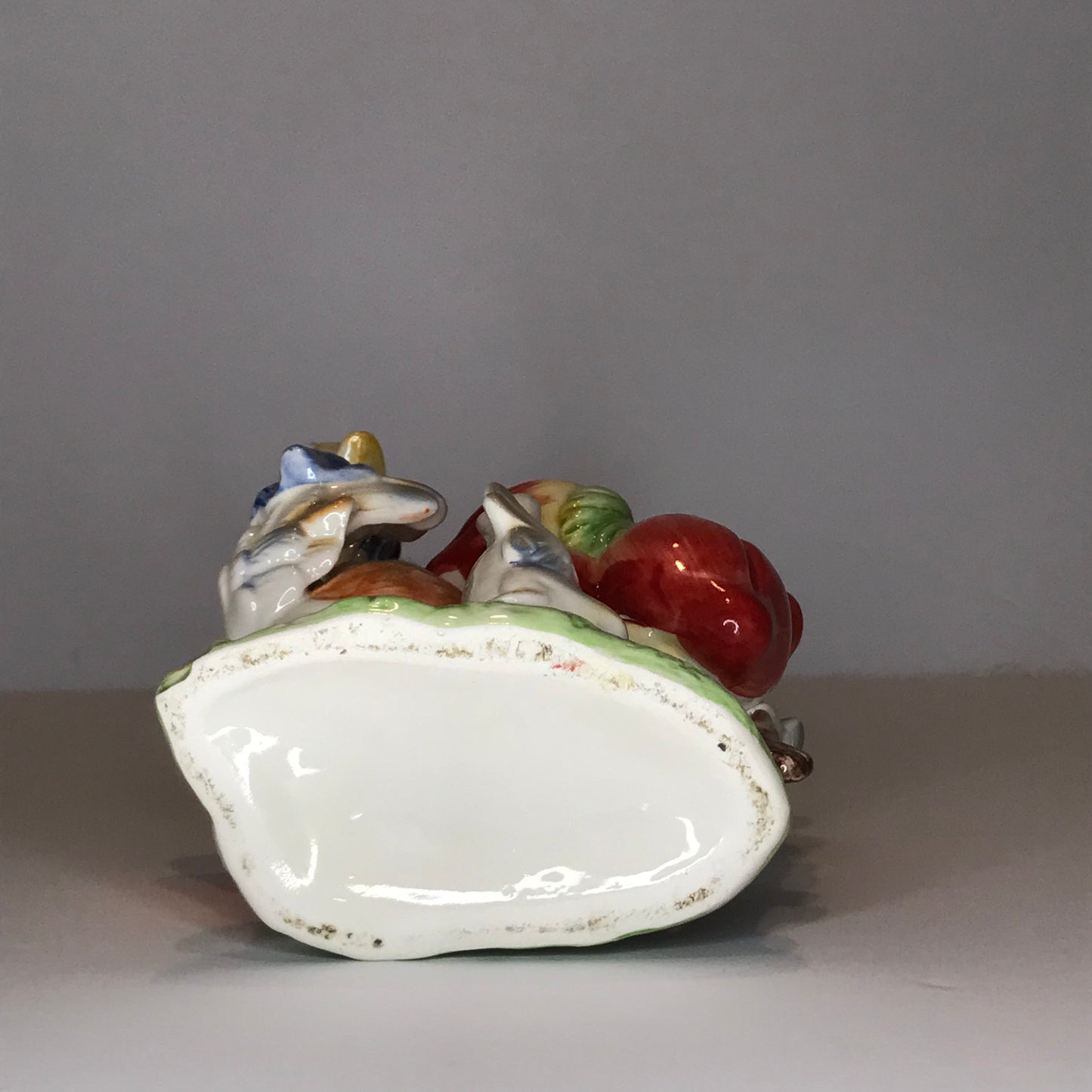 Vintage Ceramic Mother Duck and Baby Duck with Fruit Themed Vase / Jelly Server