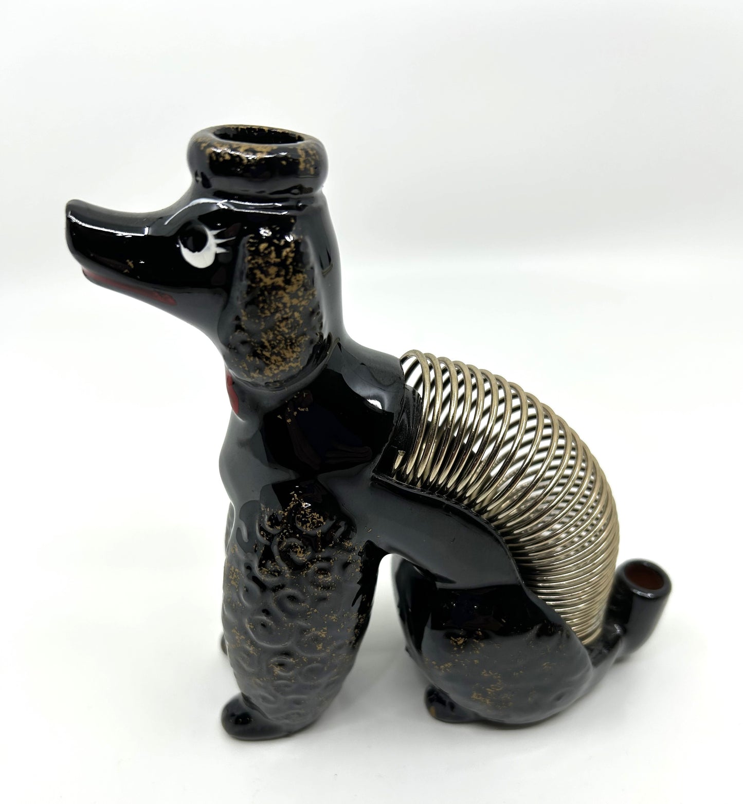 Vintage Poodle Spring Coiled Letter Holder w/side Pen Holder