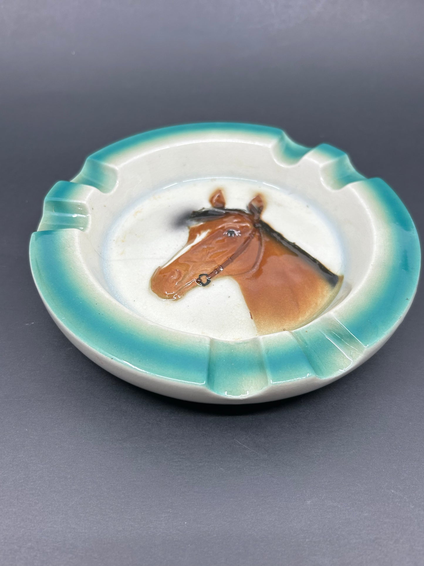 Vintage Shafford Hand Painted Horse Face Ashtray