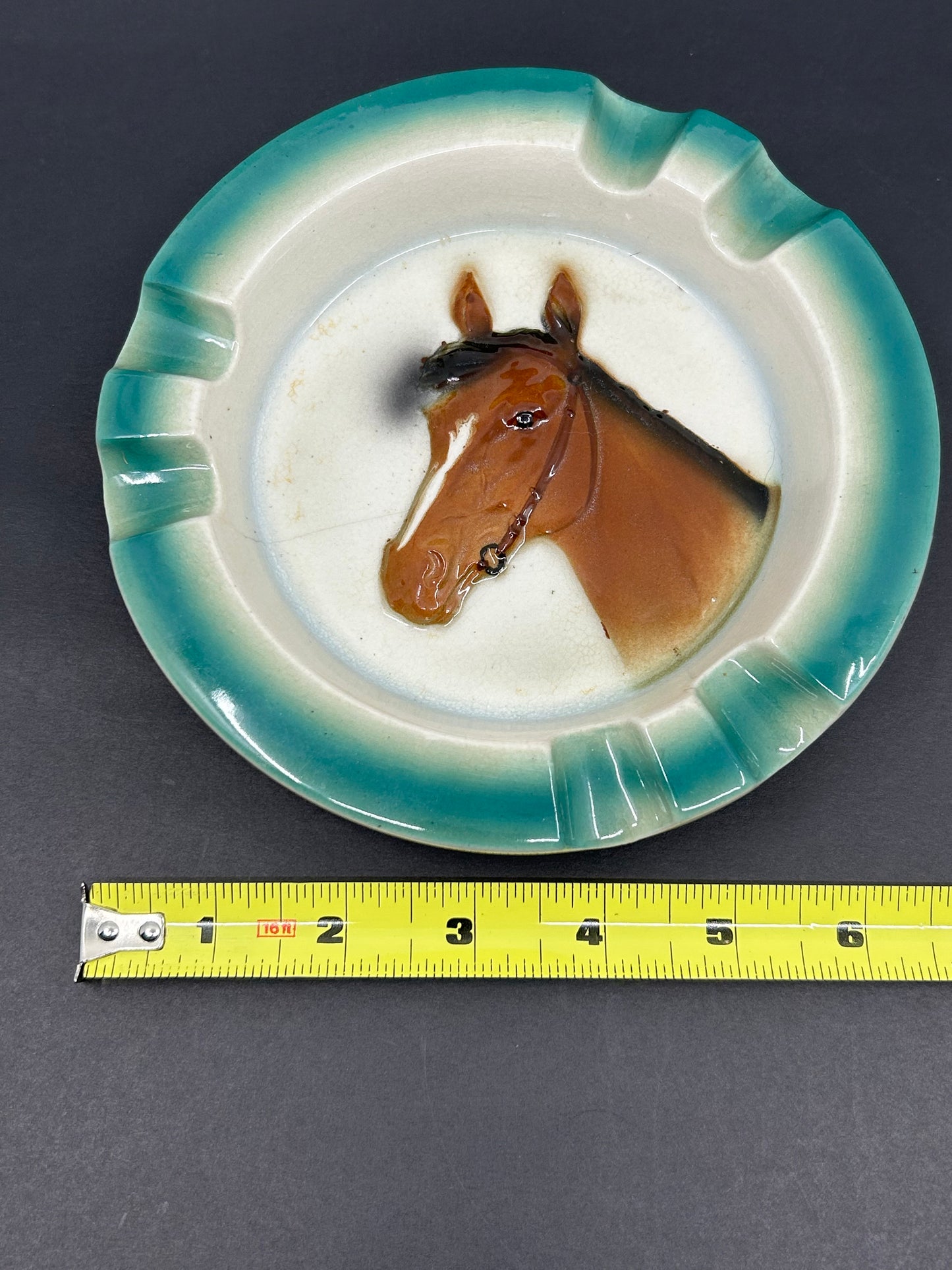 Vintage Shafford Hand Painted Horse Face Ashtray