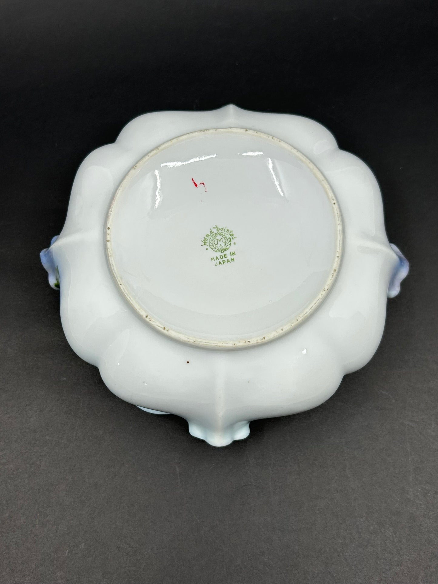 Vintage Nippon Morimura Blue Lusterware with Yellow Roses Candy Bowl