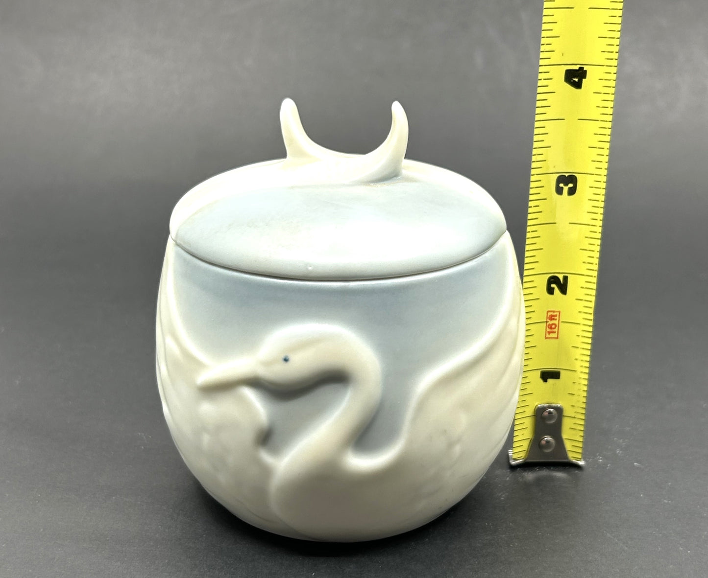 Fitz & Floyd White Swan Trinket Jar with Lid - Rare 1984