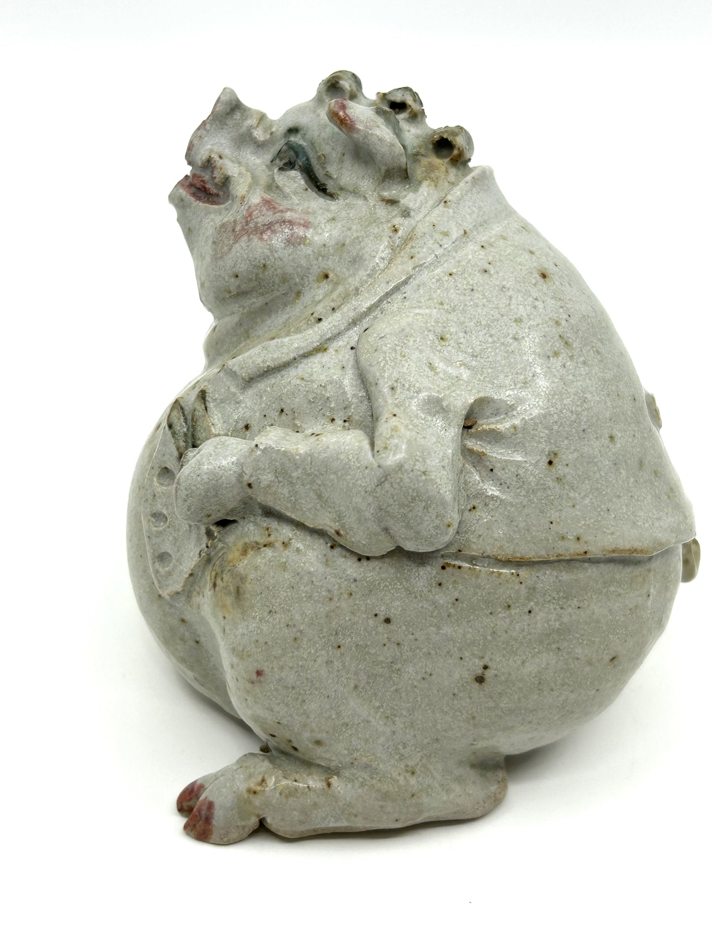 Putting Lipstick on a Pig Handcrafted Stoneware Pottery Figurine - Artist Signed
