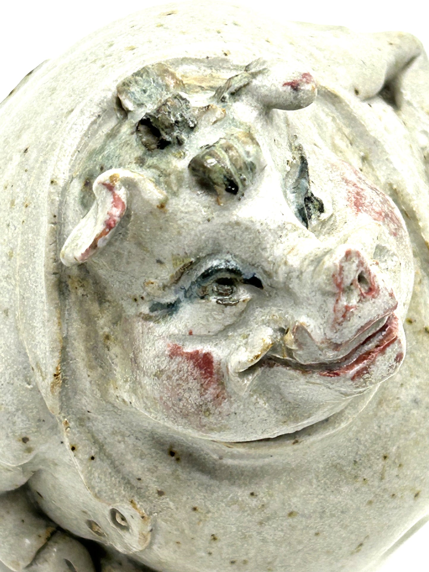 Putting Lipstick on a Pig Handcrafted Stoneware Pottery Figurine - Artist Signed