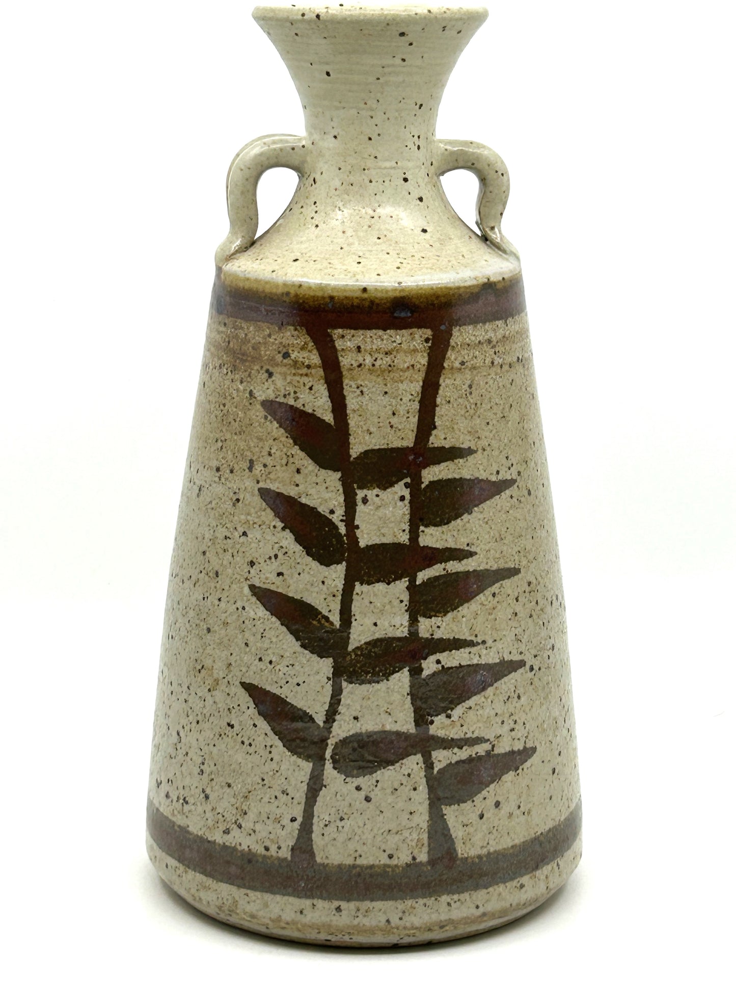 Pottery Stoneware Double Handled Decanter with Matching Cups Set - Artist Signed