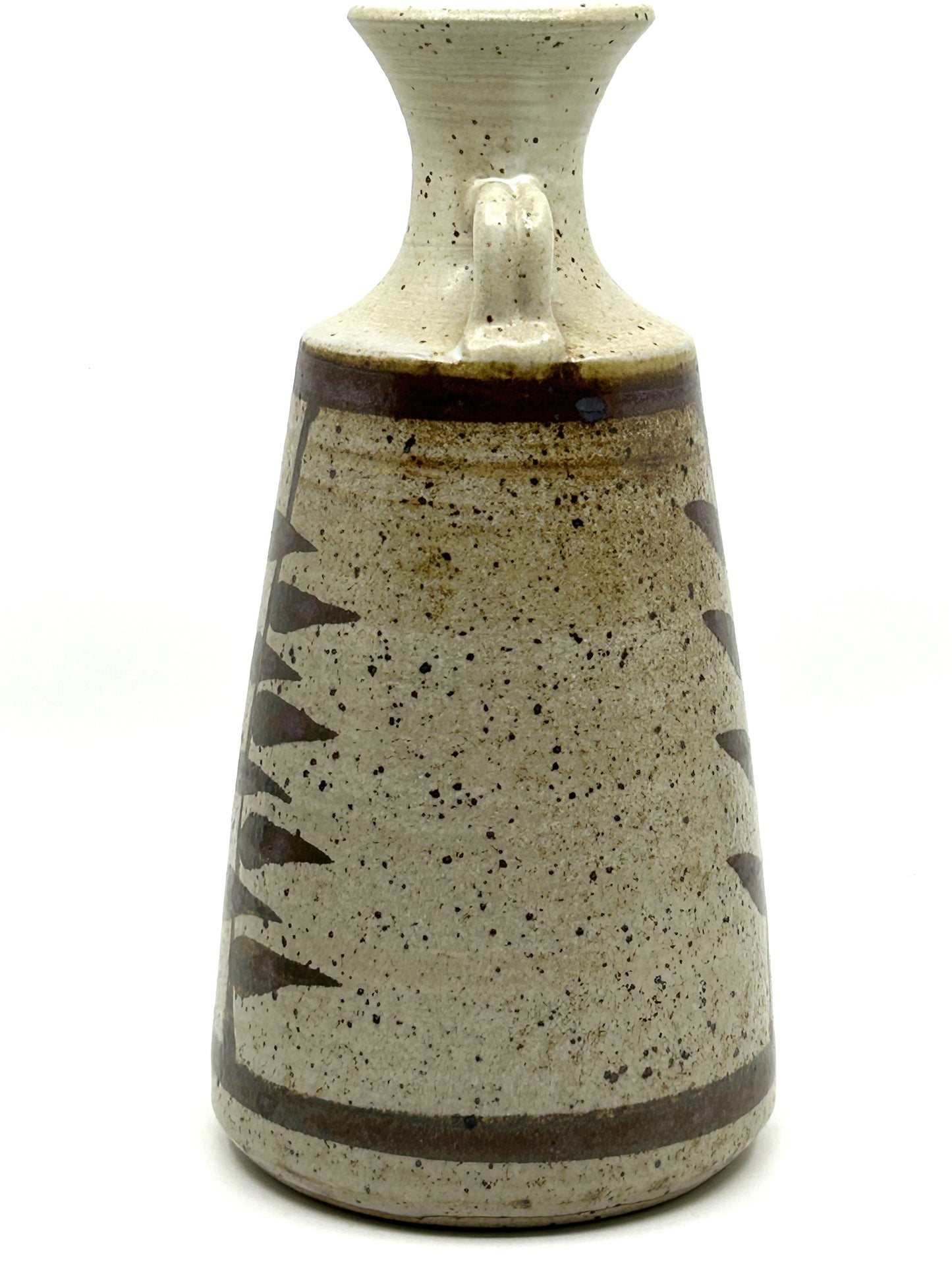 Pottery Stoneware Double Handled Decanter with Matching Cups Set - Artist Signed