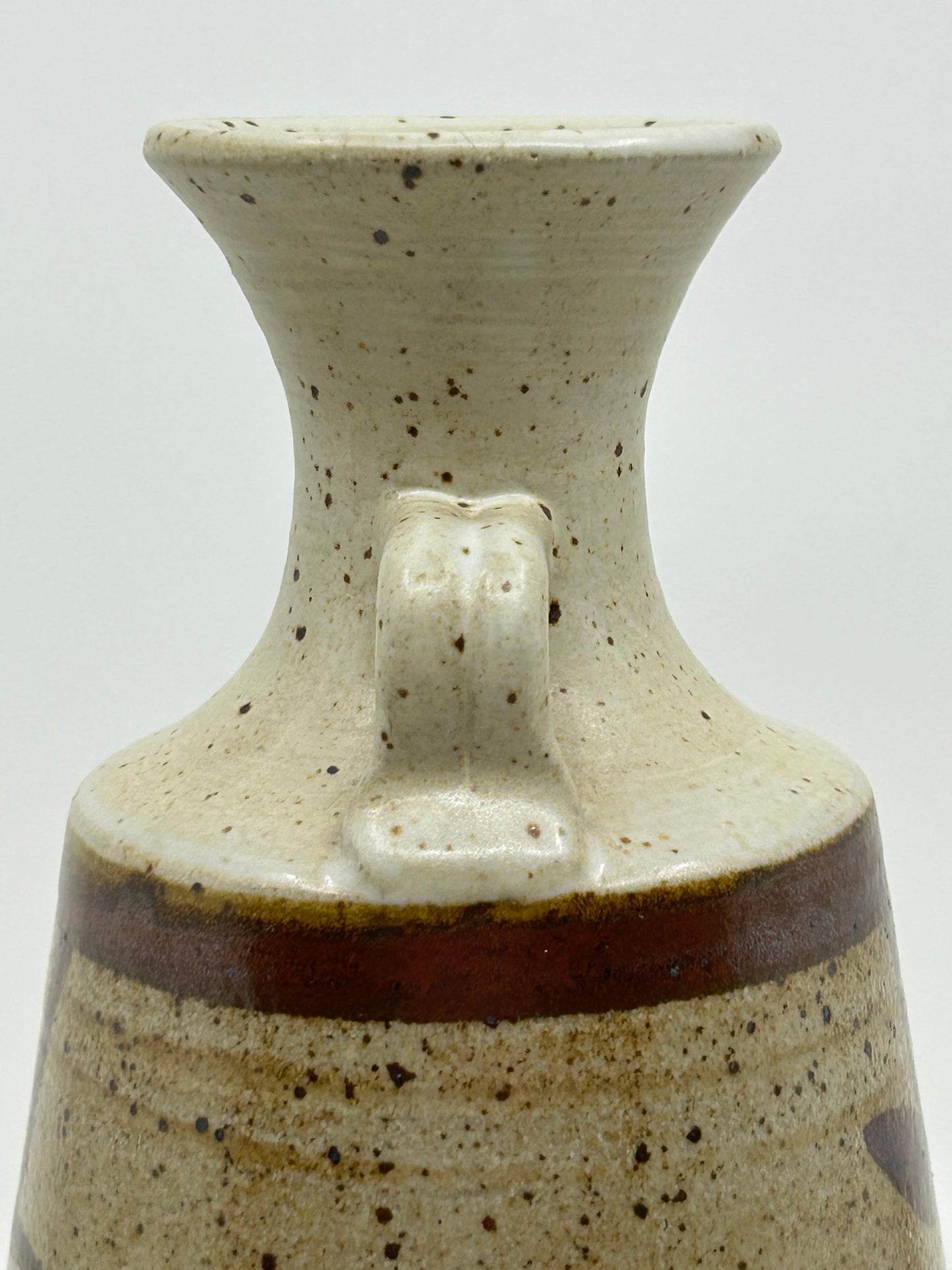 Pottery Stoneware Double Handled Decanter with Matching Cups Set - Artist Signed