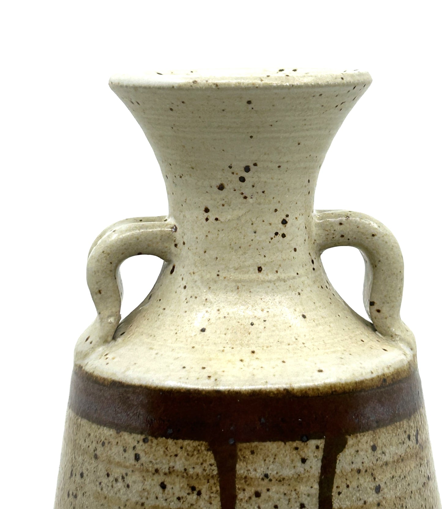 Pottery Stoneware Double Handled Decanter with Matching Cups Set - Artist Signed