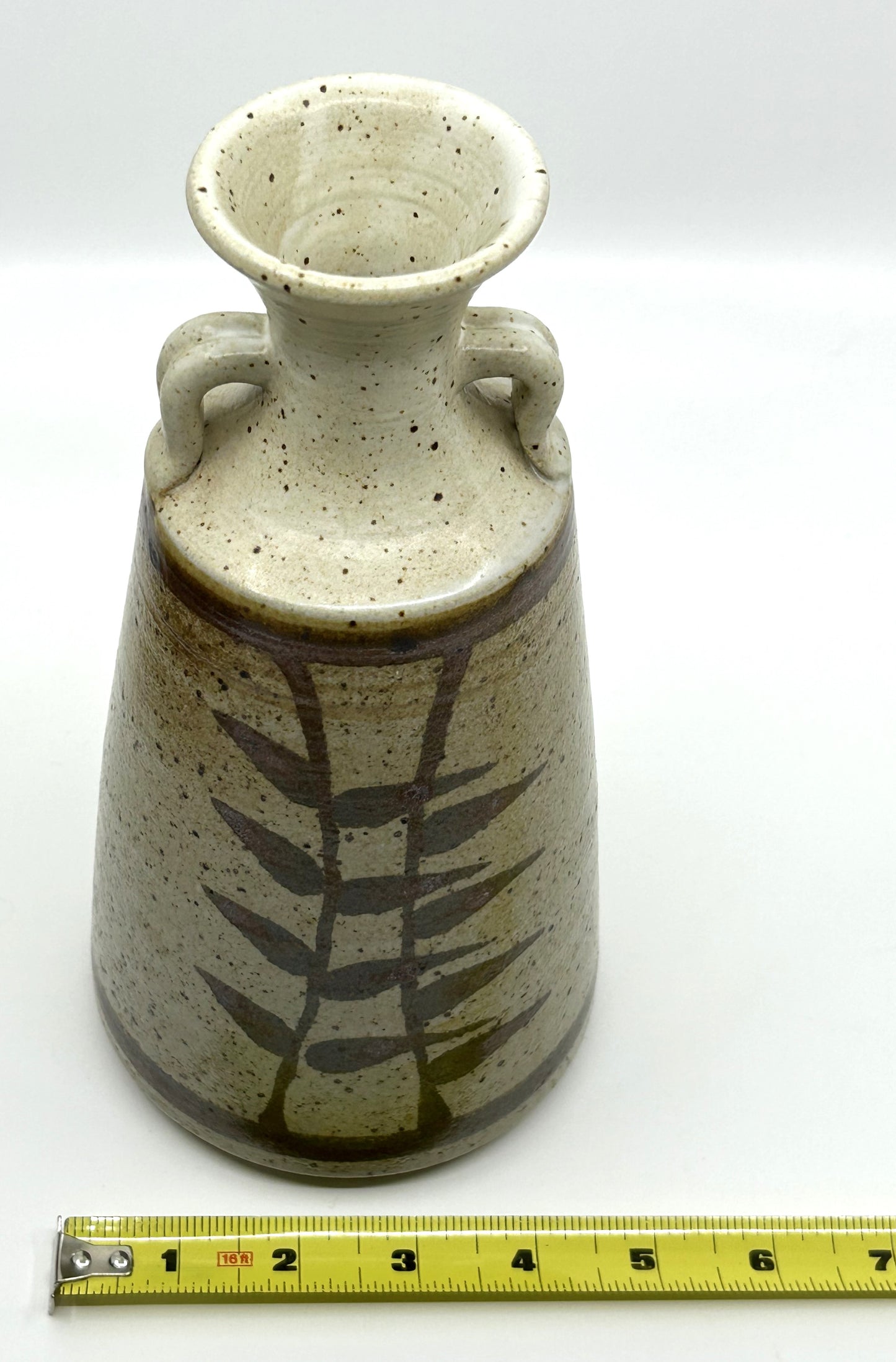 Pottery Stoneware Double Handled Decanter with Matching Cups Set - Artist Signed