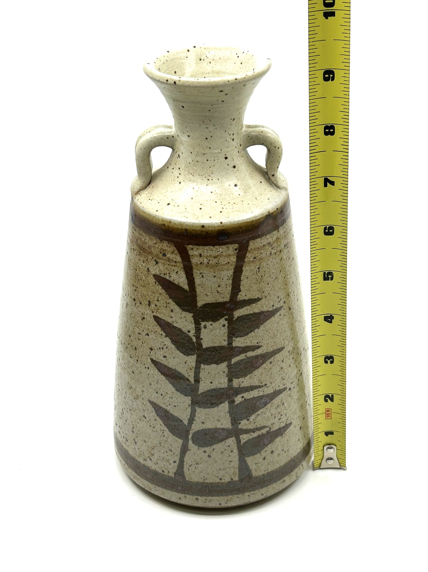 Pottery Stoneware Double Handled Decanter with Matching Cups Set - Artist Signed