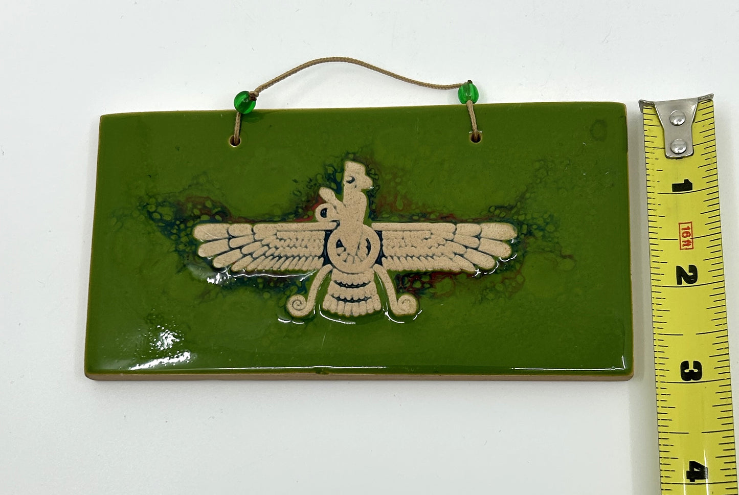 Handmade Indigenous Raised Eagle Design Motif Hanging Tile Plaques - Set of 2
