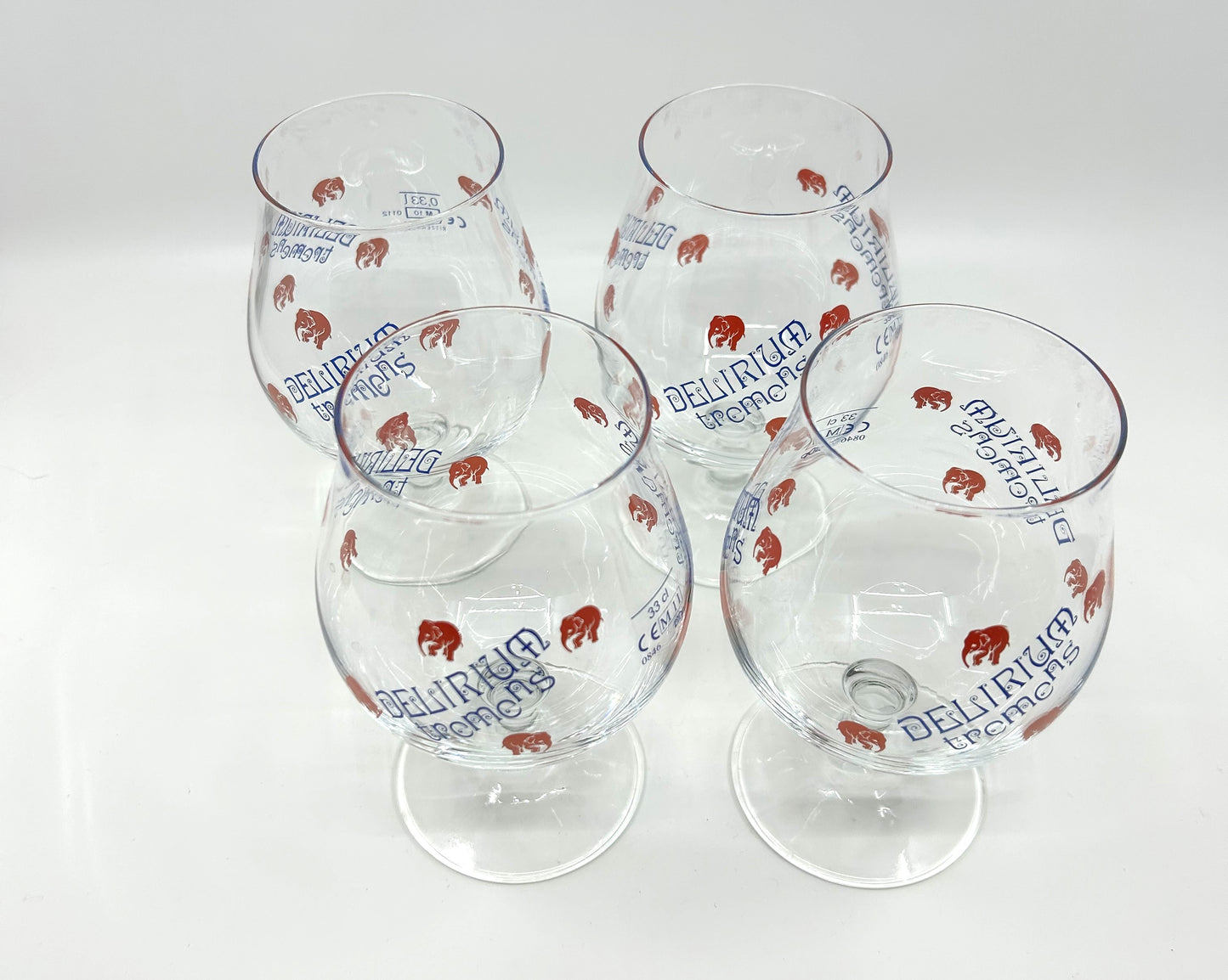 Delirium Tremens Belgian Tulip Beer Glasses 25cl Pink Elephants - Set of 4