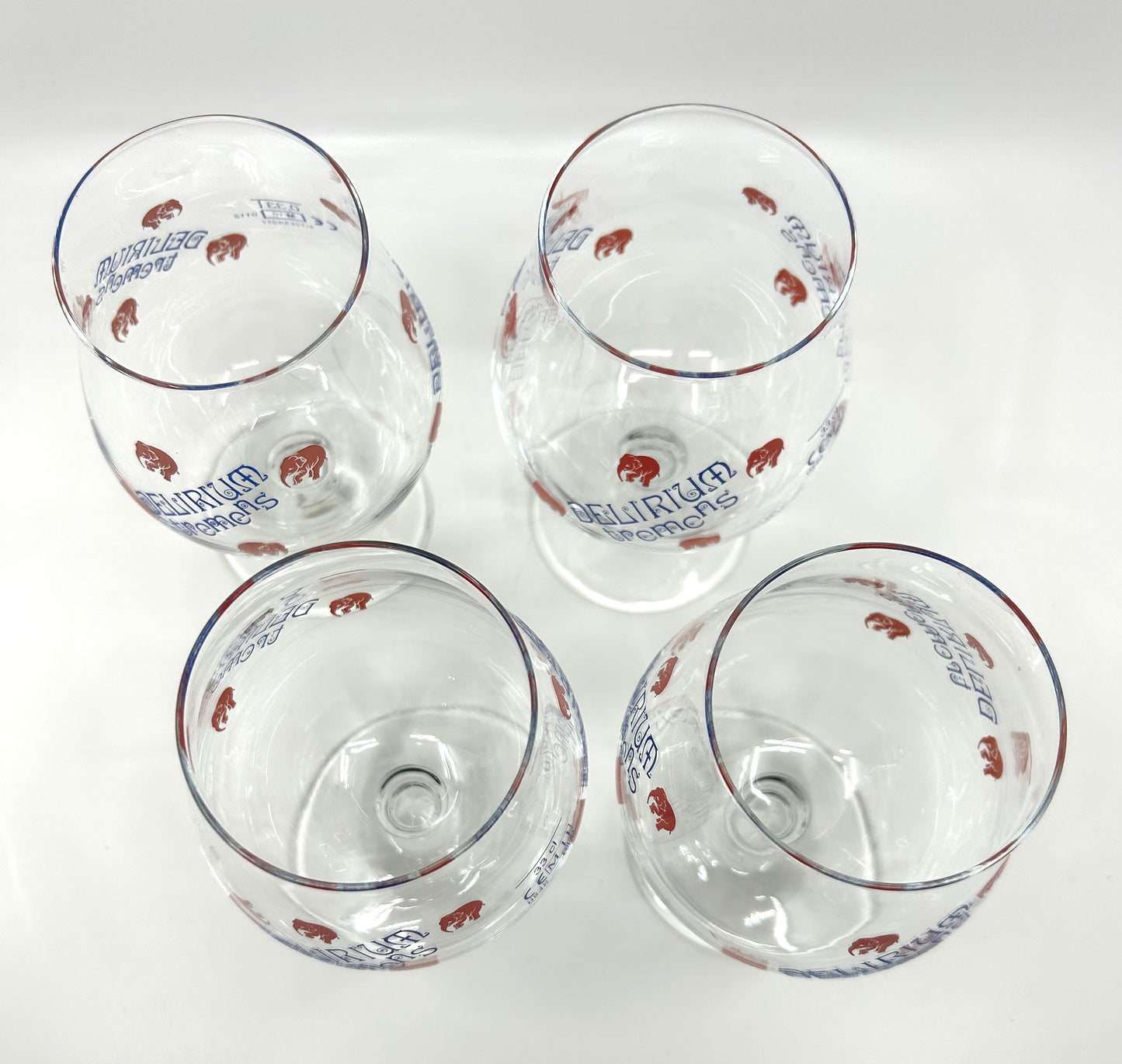 Delirium Tremens Belgian Tulip Beer Glasses 25cl Pink Elephants - Set of 4