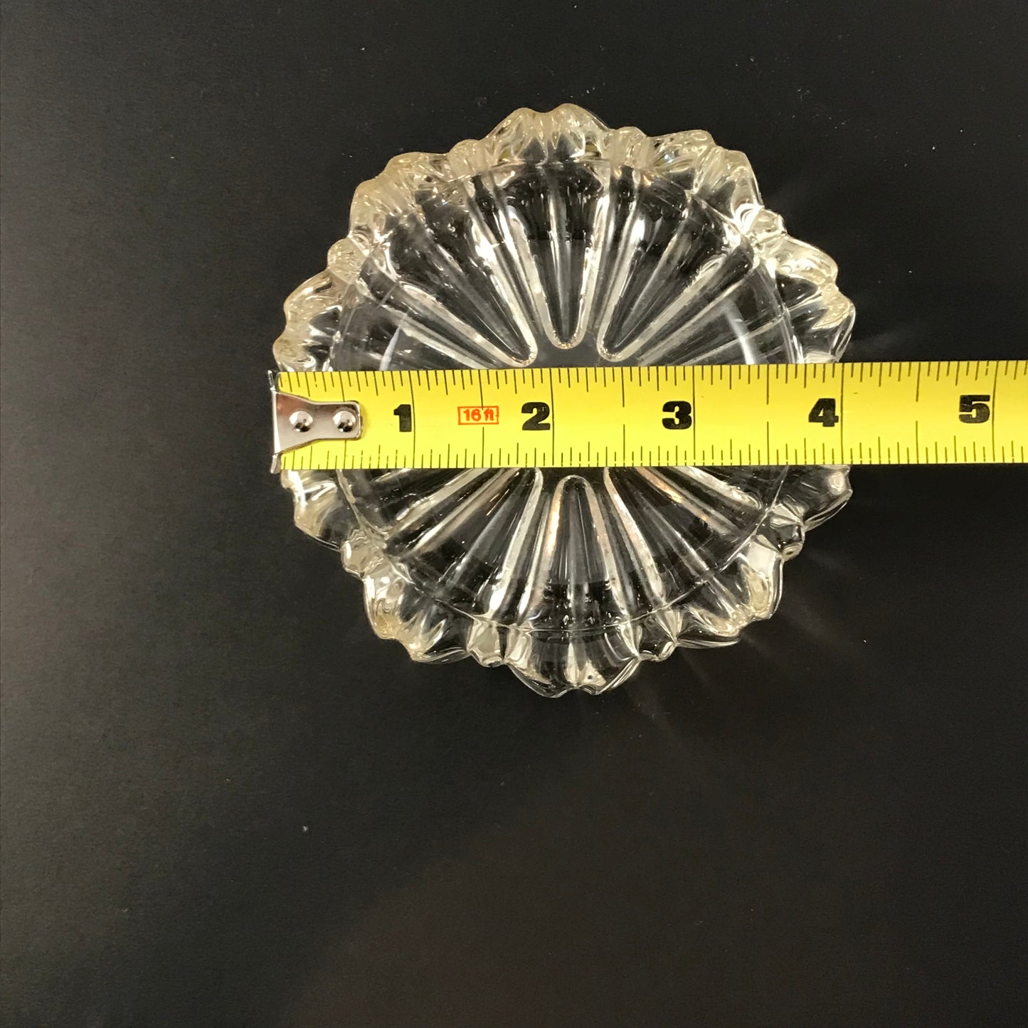 MCM Double Scalloped Round Edged Clear Glass Vintage Ashtray Set