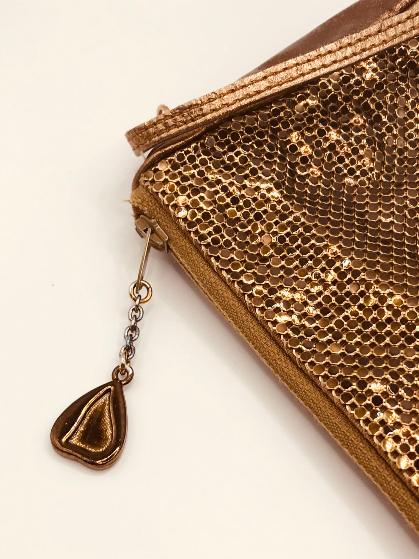 Whiting & Davis Co. Mesh Gold Handbag with Strap