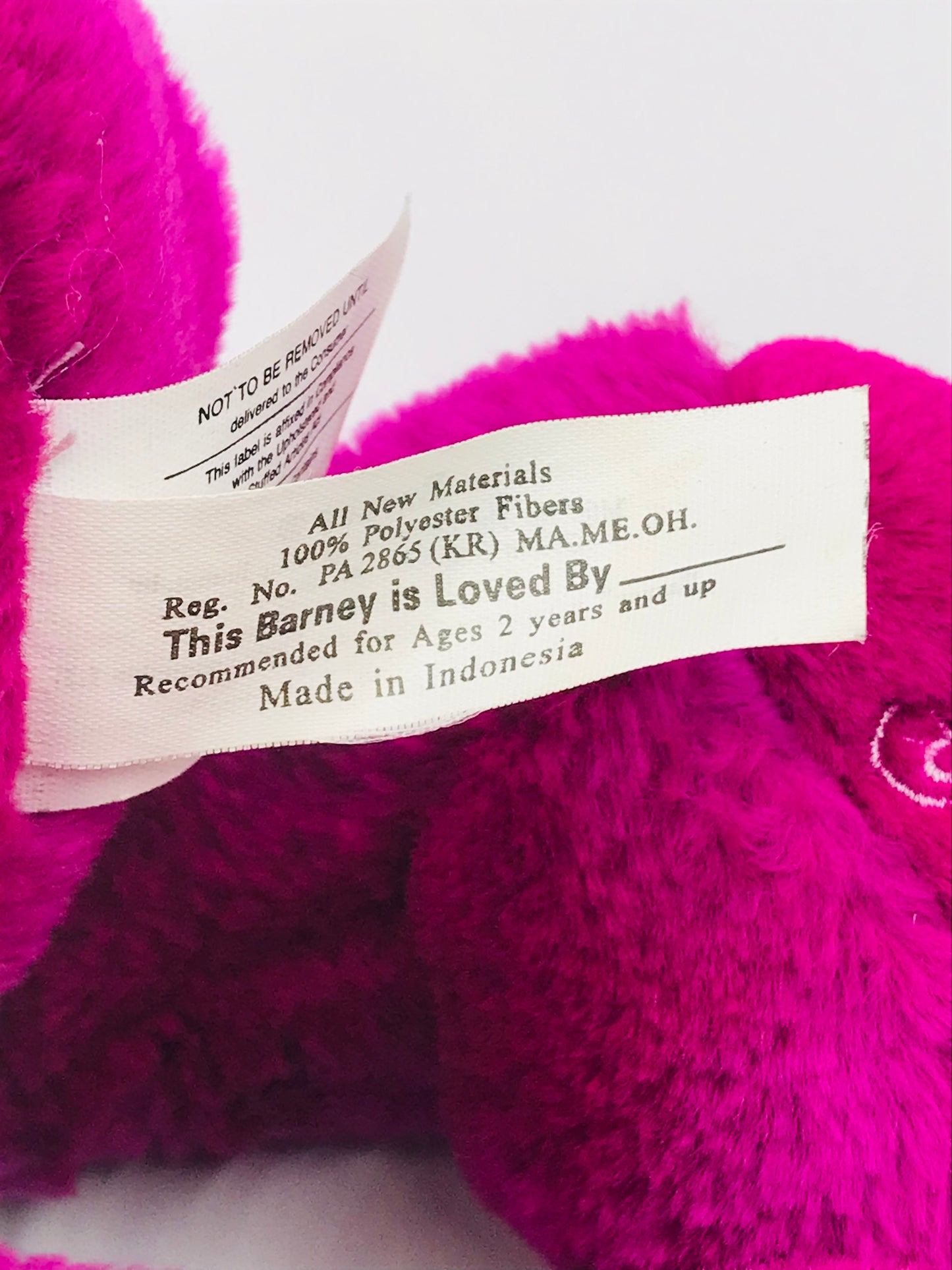 Vintage Barney Purple Soft Plush Dinosaur 1992 12"