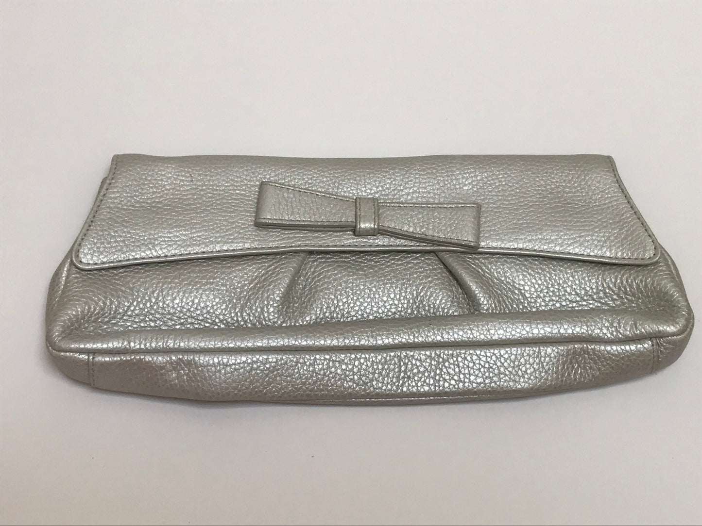 Claudia Firenze Silver Bow Leather Clutch Purse