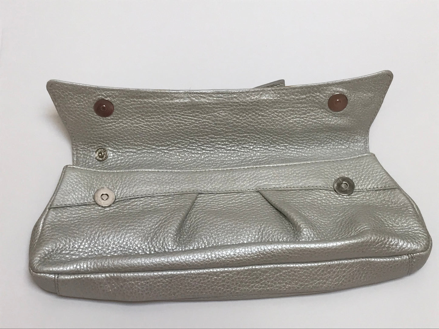 Claudia Firenze Silver Bow Leather Clutch Purse
