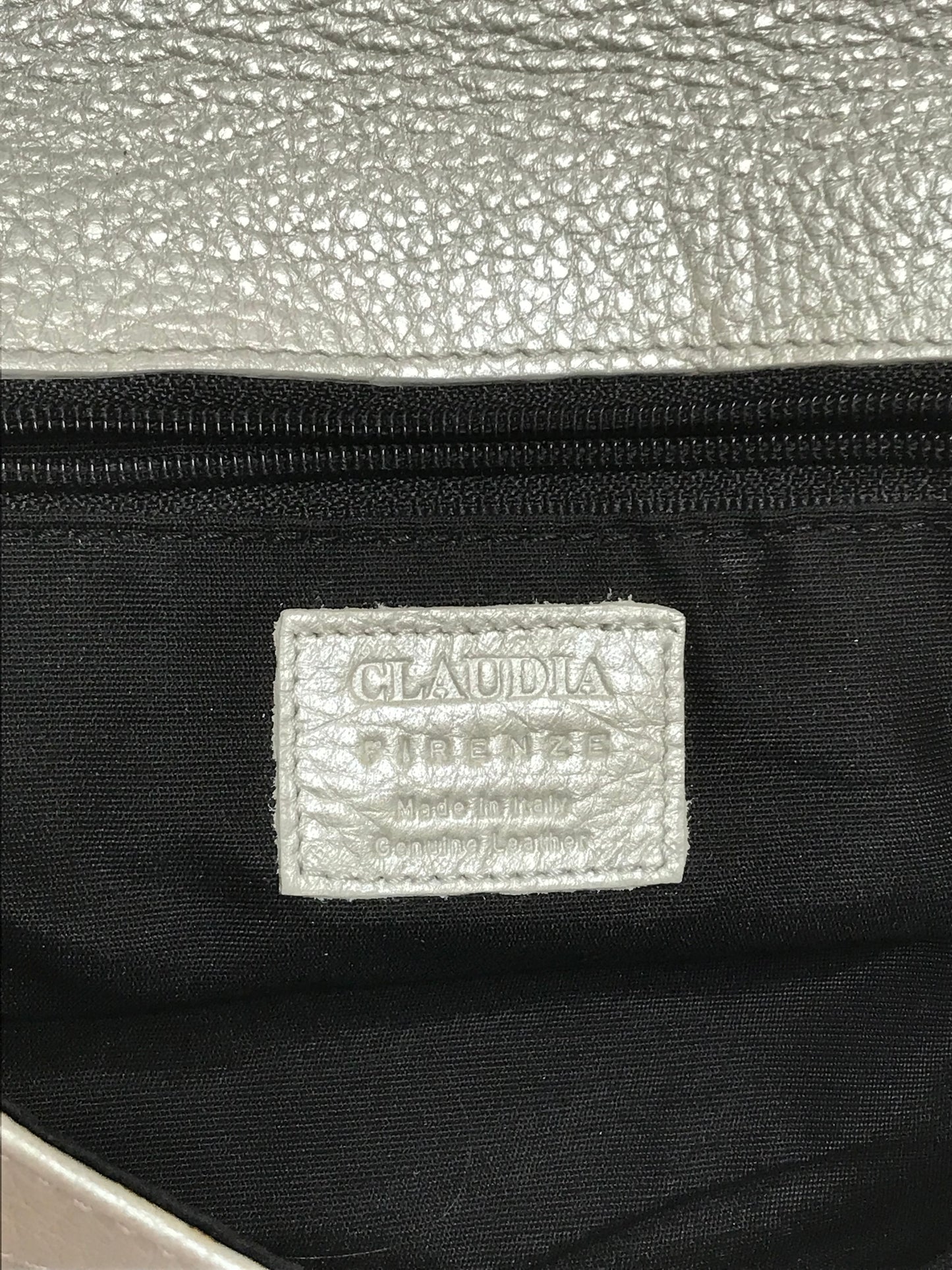 Claudia Firenze Silver Bow Leather Clutch Purse