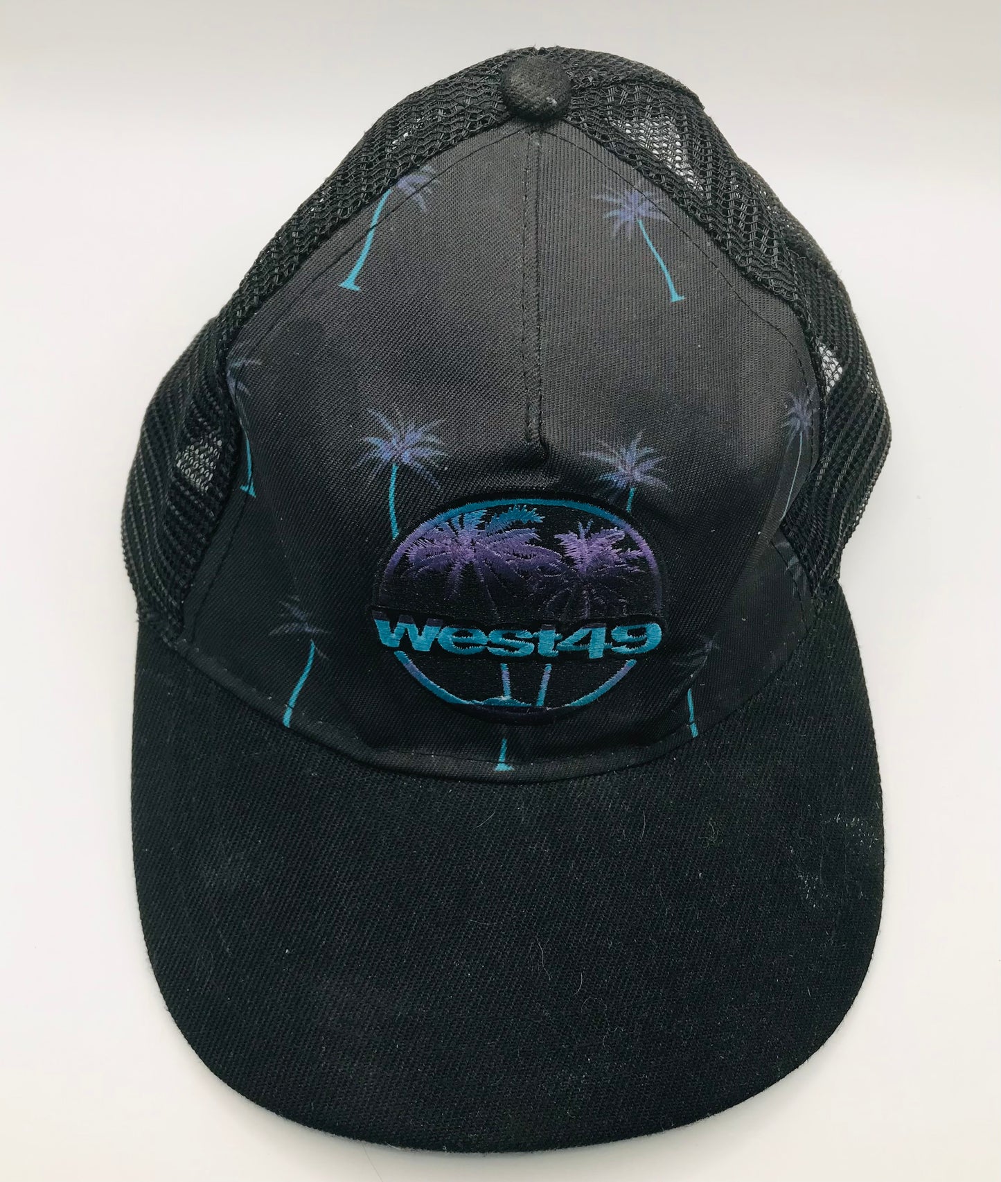 ZOO YORK West49 Black, Purple, Teal Palm Trees Mesh Snapback Cap 90's