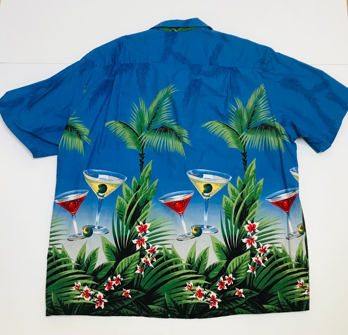 RJC Cotton Hawaiian Palm Trees, Martini Print Casual Button-Down Shirts for Men