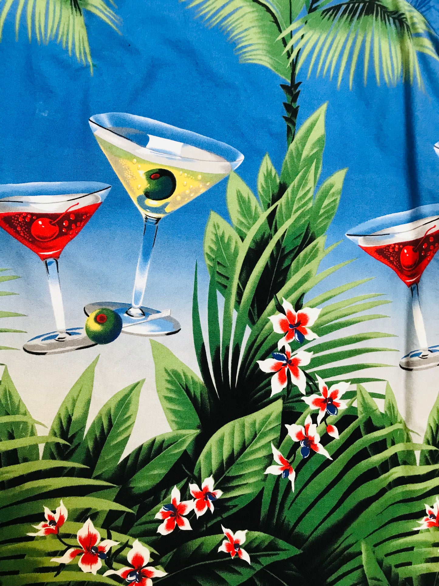 RJC Cotton Hawaiian Palm Trees, Martini Print Casual Button-Down Shirts for Men