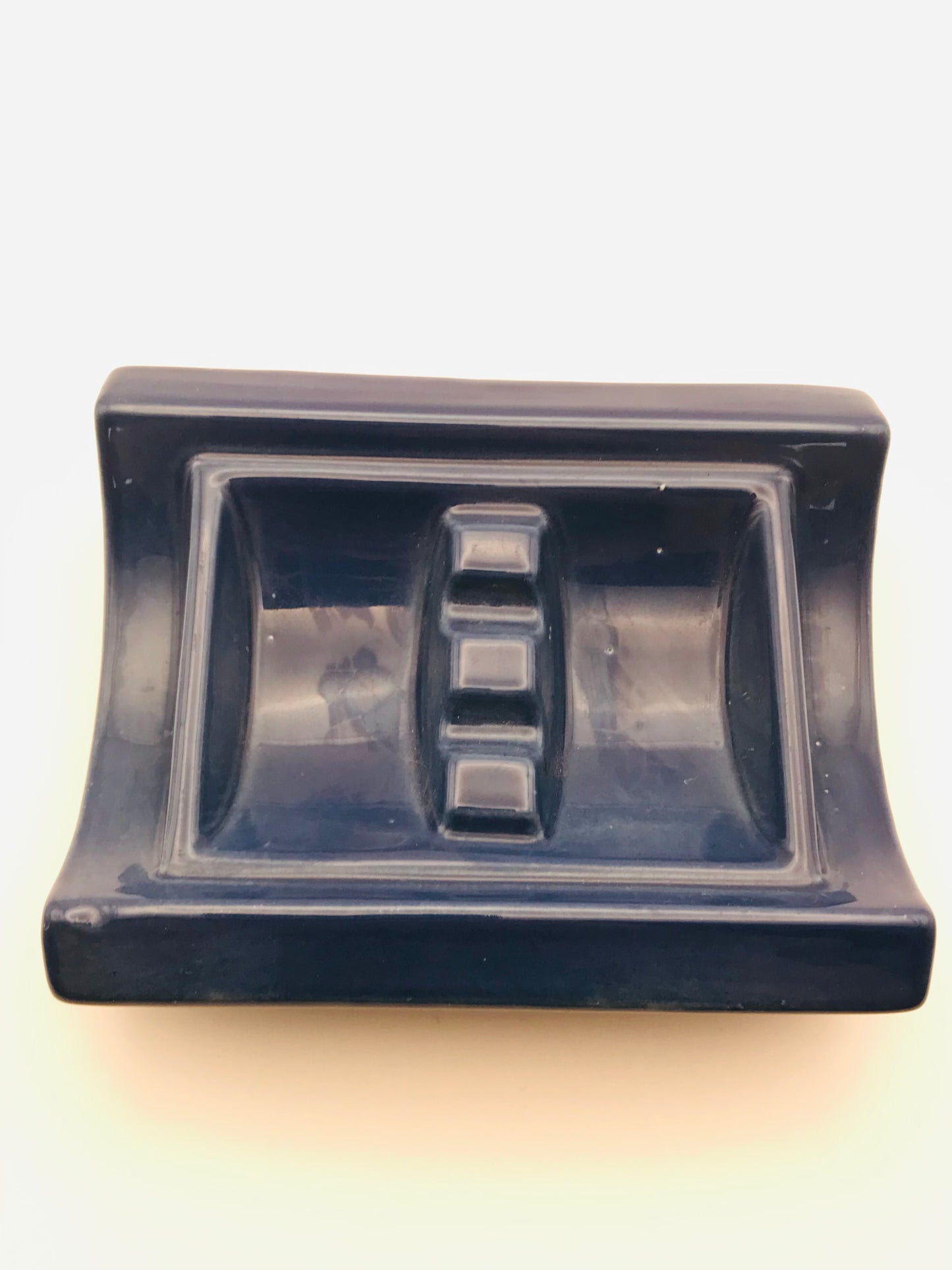 Vintage MCM Canada Ceramics Navy Blue Personal Use Ashtray