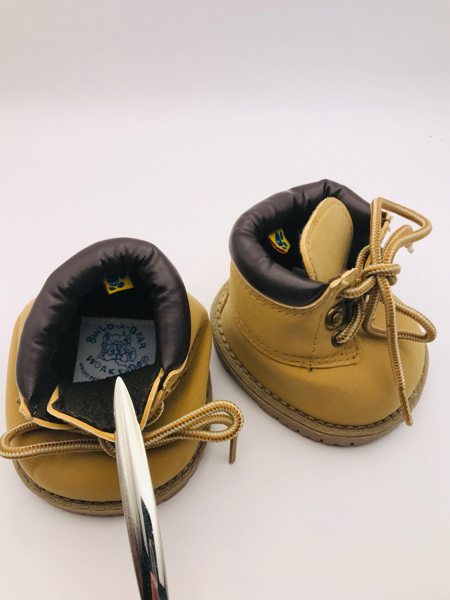 Build a Bear High Top Leather Trimmed Tan Suede Hiking/ Work Boots